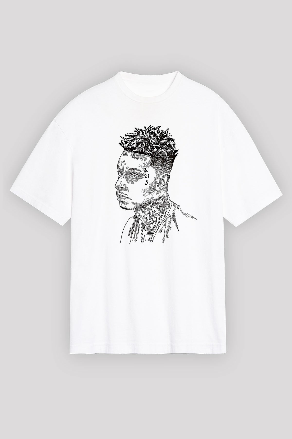 21 Savage Baskılı Beyaz Unisex Oversize Tişört - Tshirt