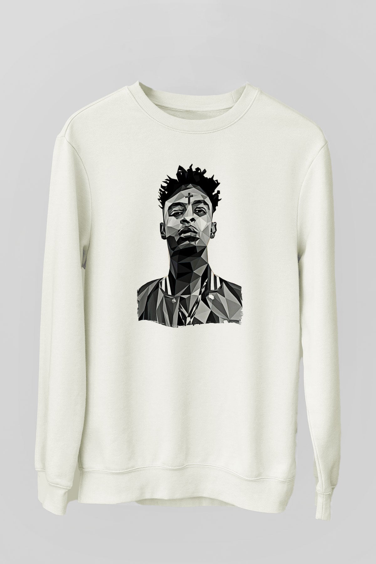 21 Savage Baskılı Beyaz Unisex Sweatshirt