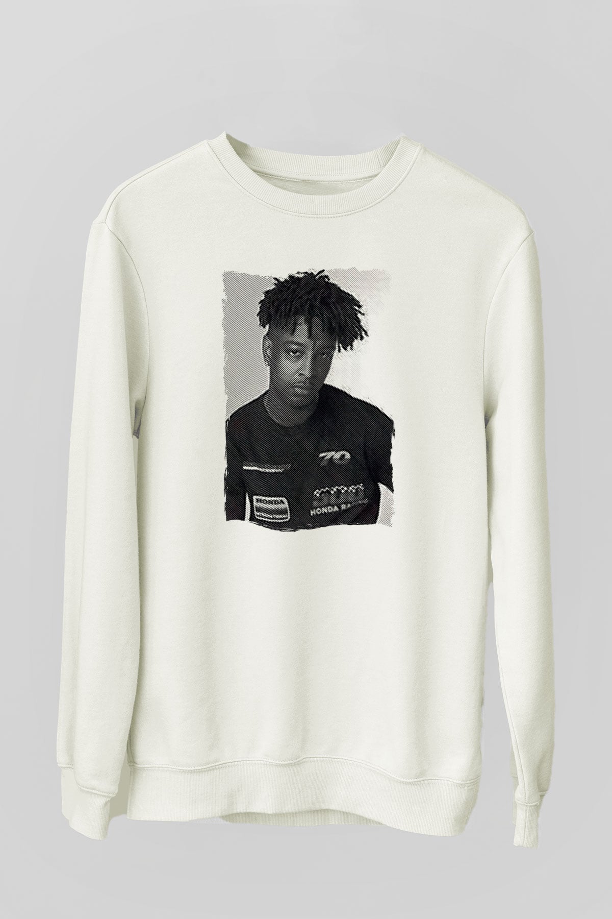 21 Savage Baskılı Beyaz Unisex Sweatshirt