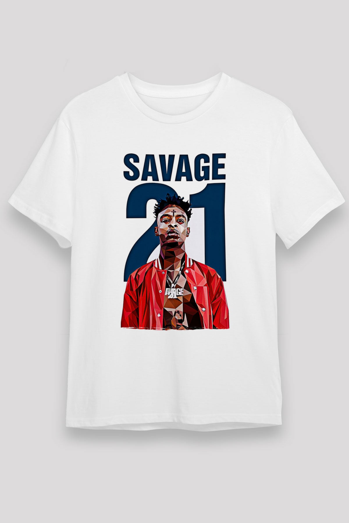 21 Savage Baskılı Unisex Beyaz Tişört - Tshirt