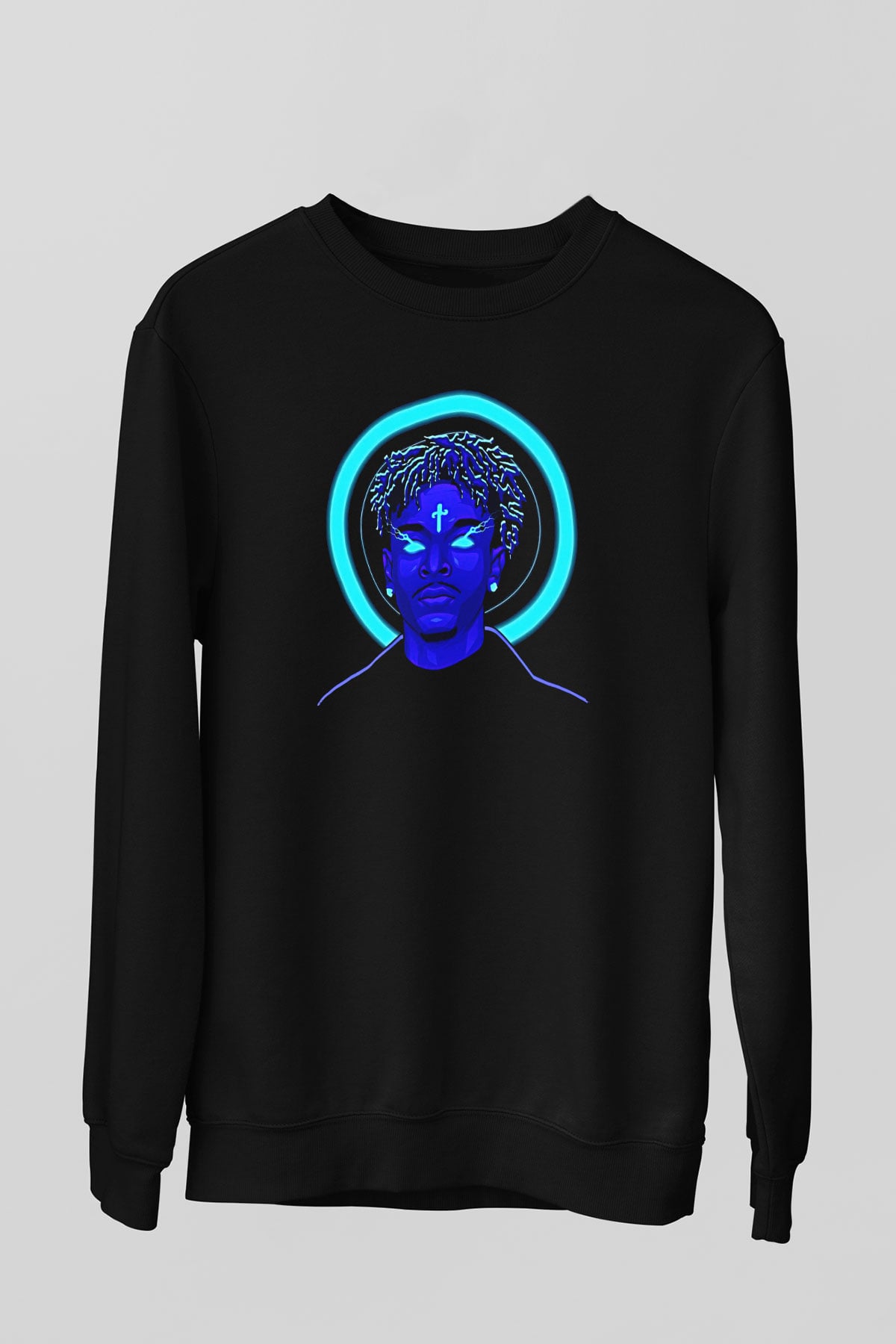 21 Savage Baskılı Unisex Siyah Sweatshirt