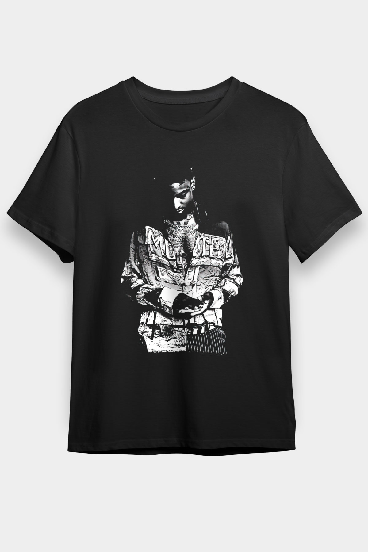 21 Savage Baskılı Unisex Siyah Tişört - Tshirt