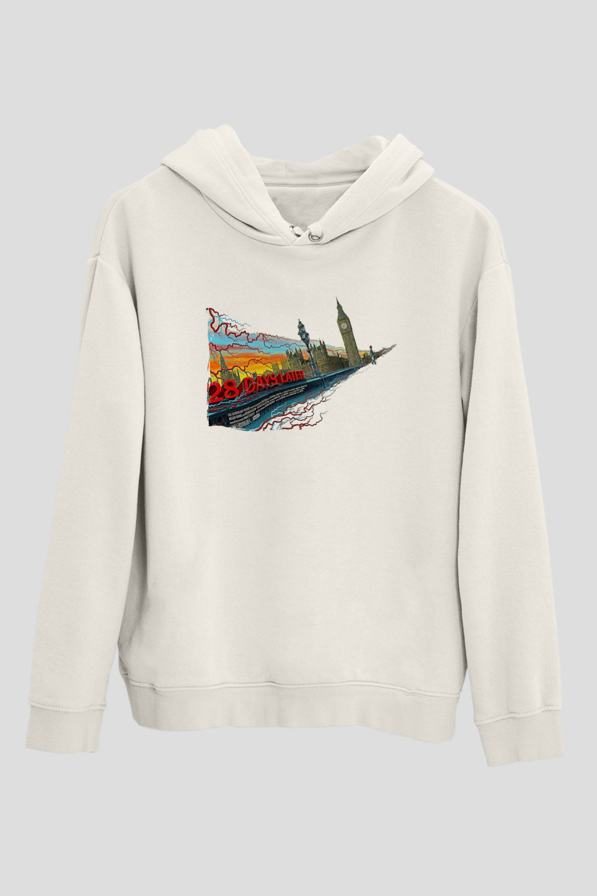 28 Days Later Baskılı Beyaz Unisex Hoodie