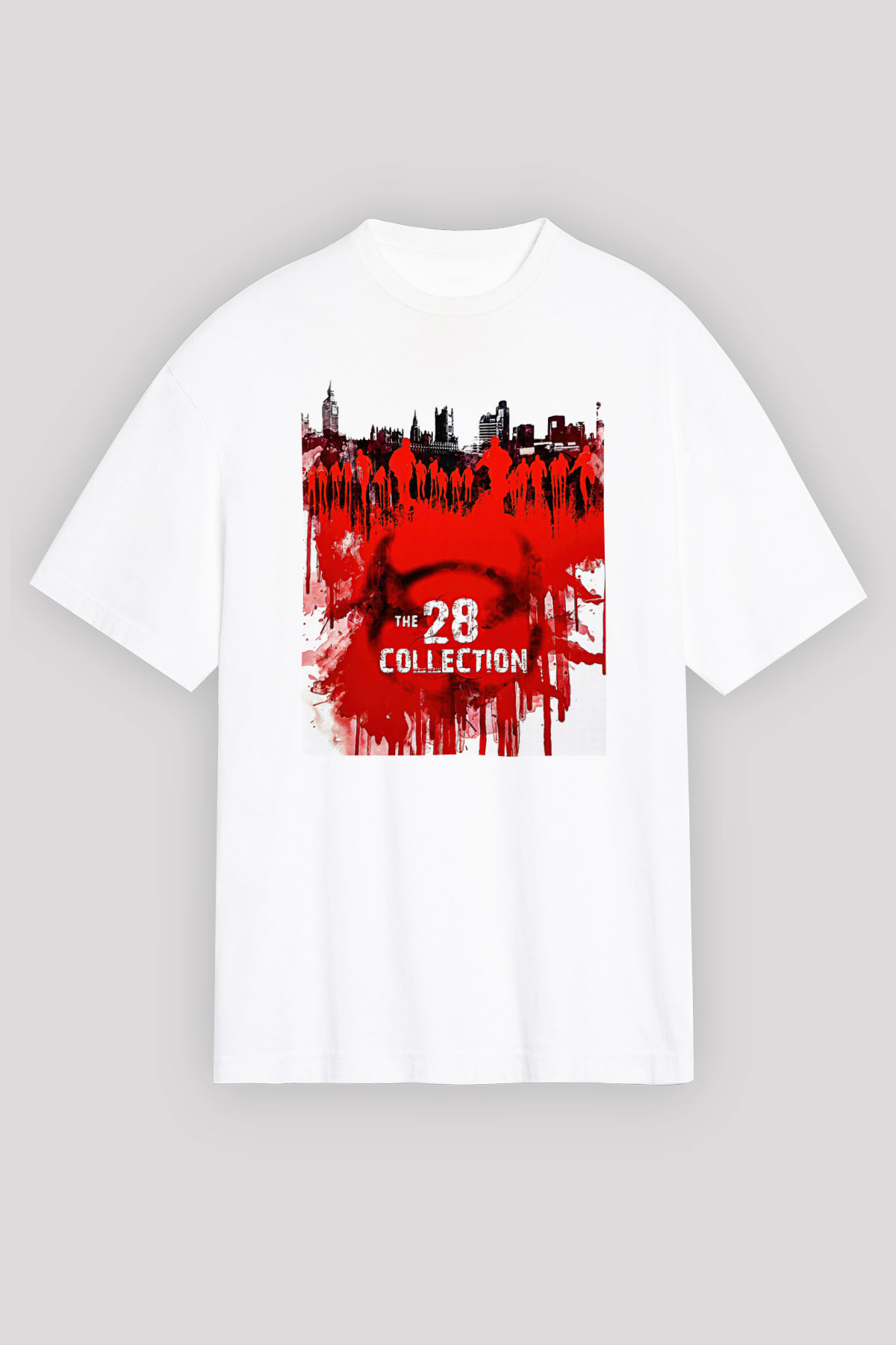 28 Days Later Baskılı Beyaz Unisex Oversize Tişört - Tshirt