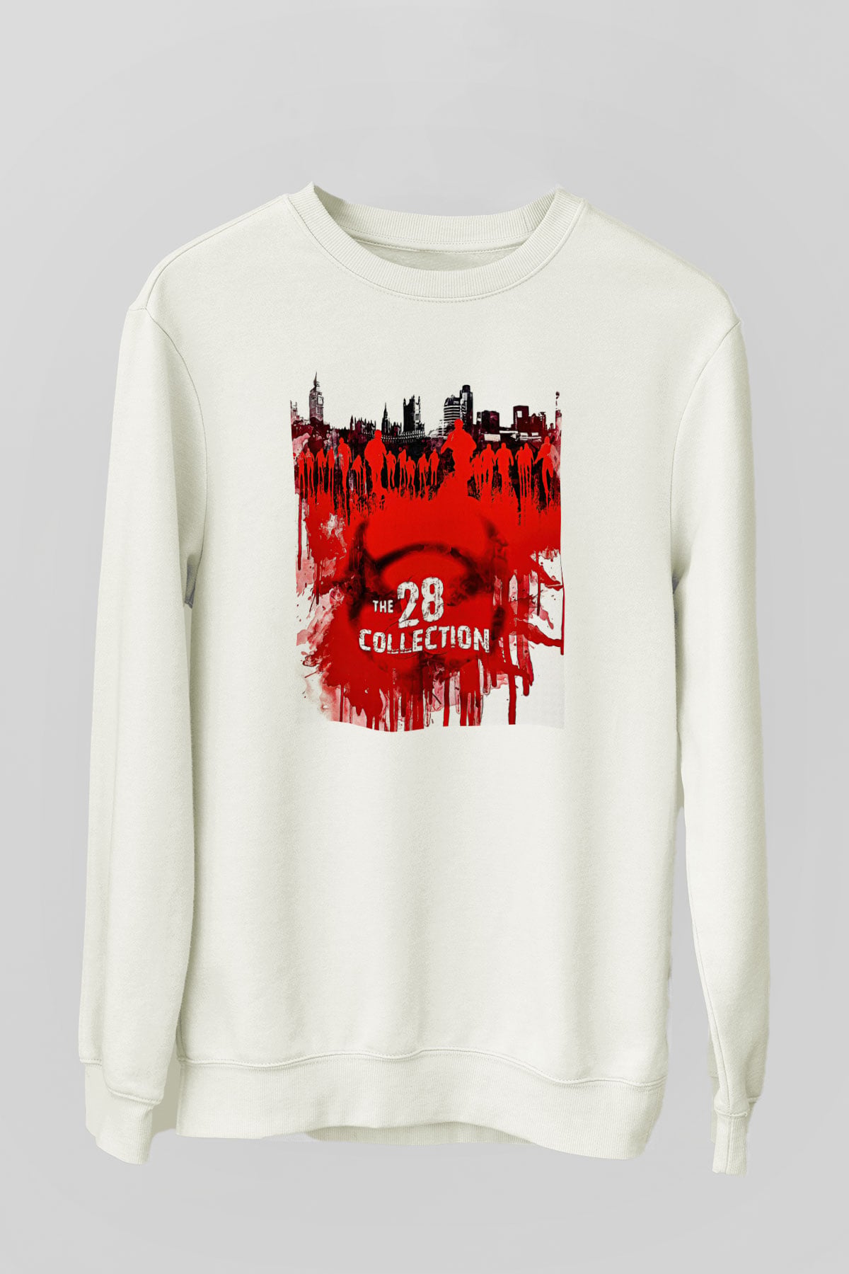 28 Days Later Baskılı Beyaz Unisex Sweatshirt