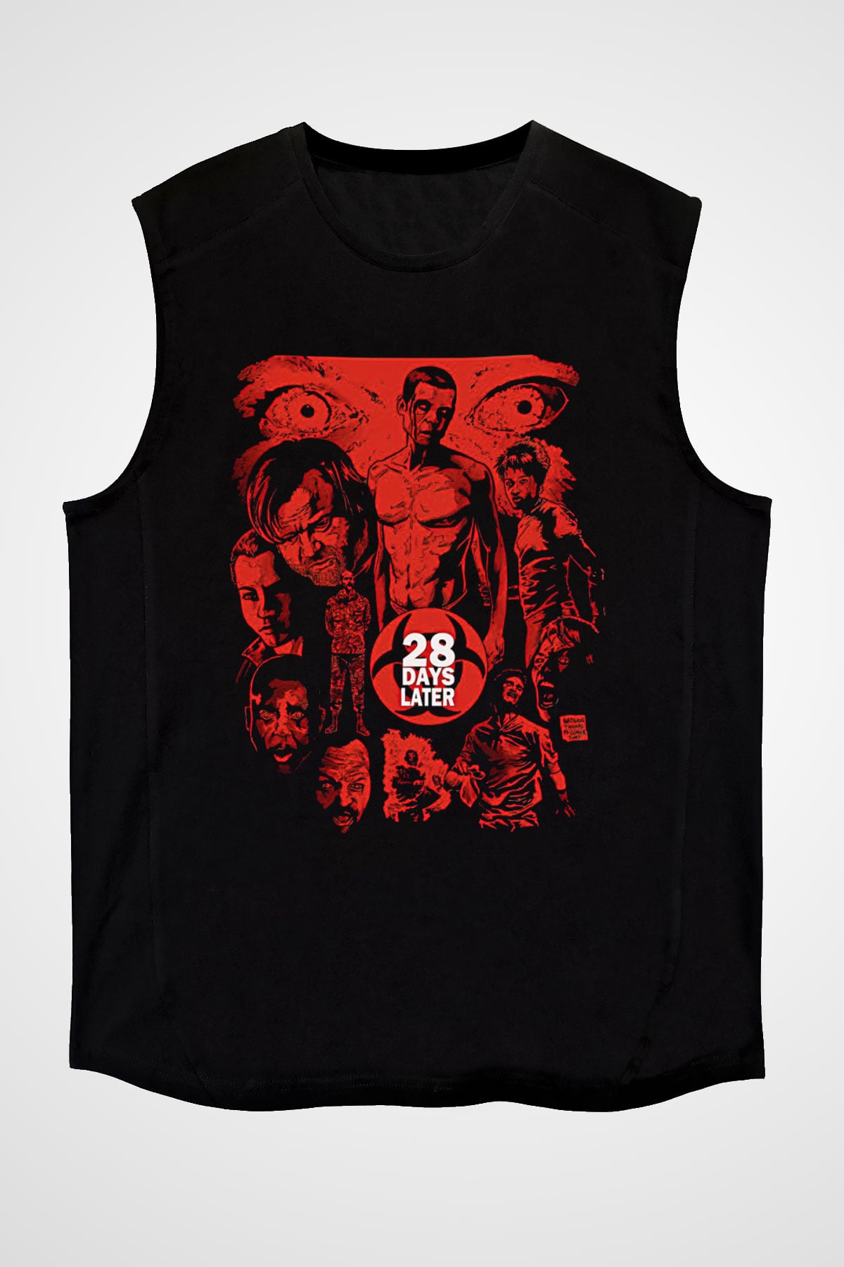 28 Days Later Baskılı Unisex Siyah Kolsuz Tişört - Tshirt