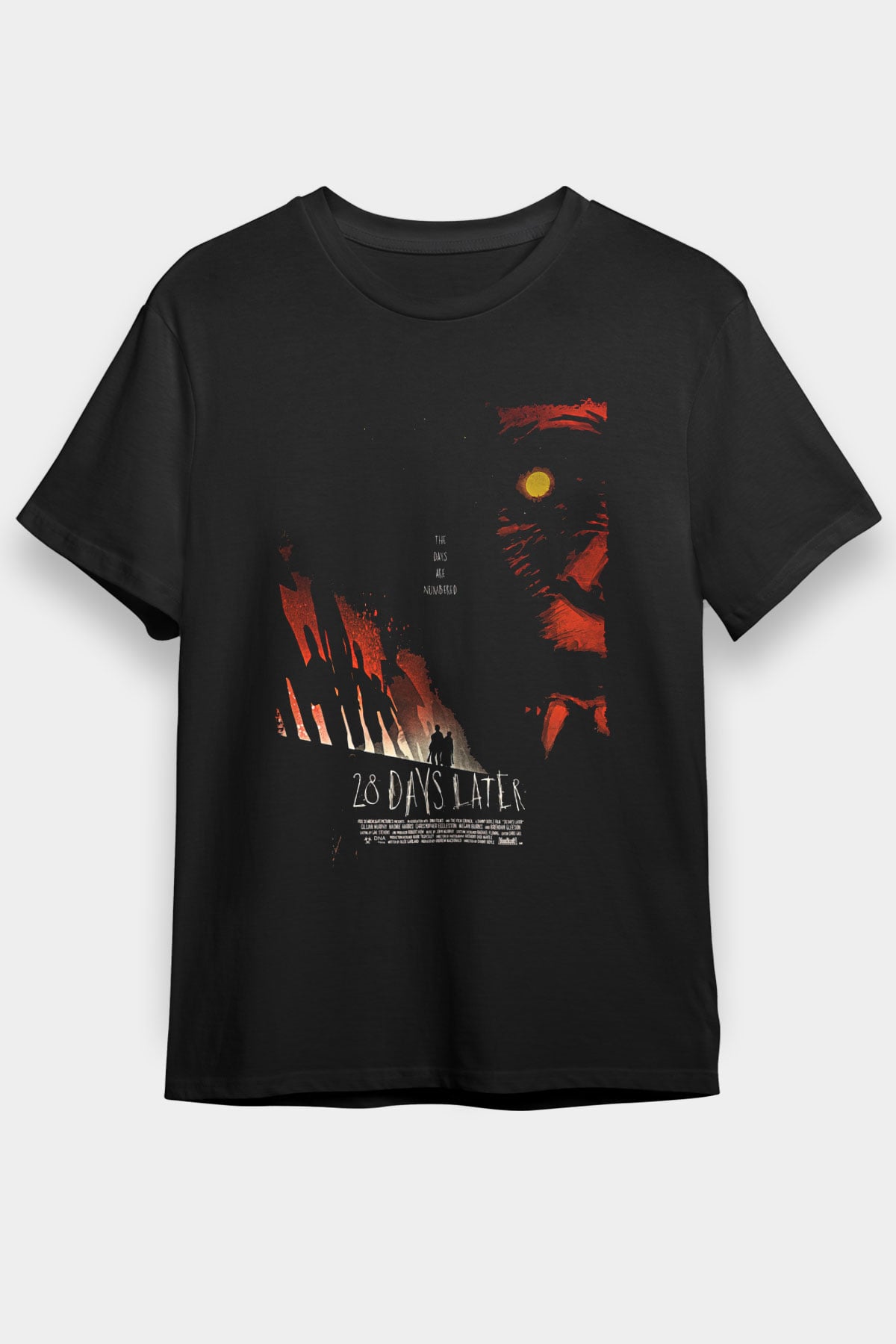 28 Days Later Baskılı Unisex Siyah Tişört - Tshirt