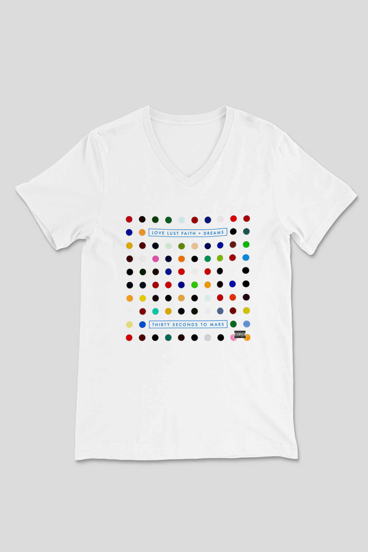 30 Seconds To Mars Baskılı Unisex Beyaz V Yaka Tişört