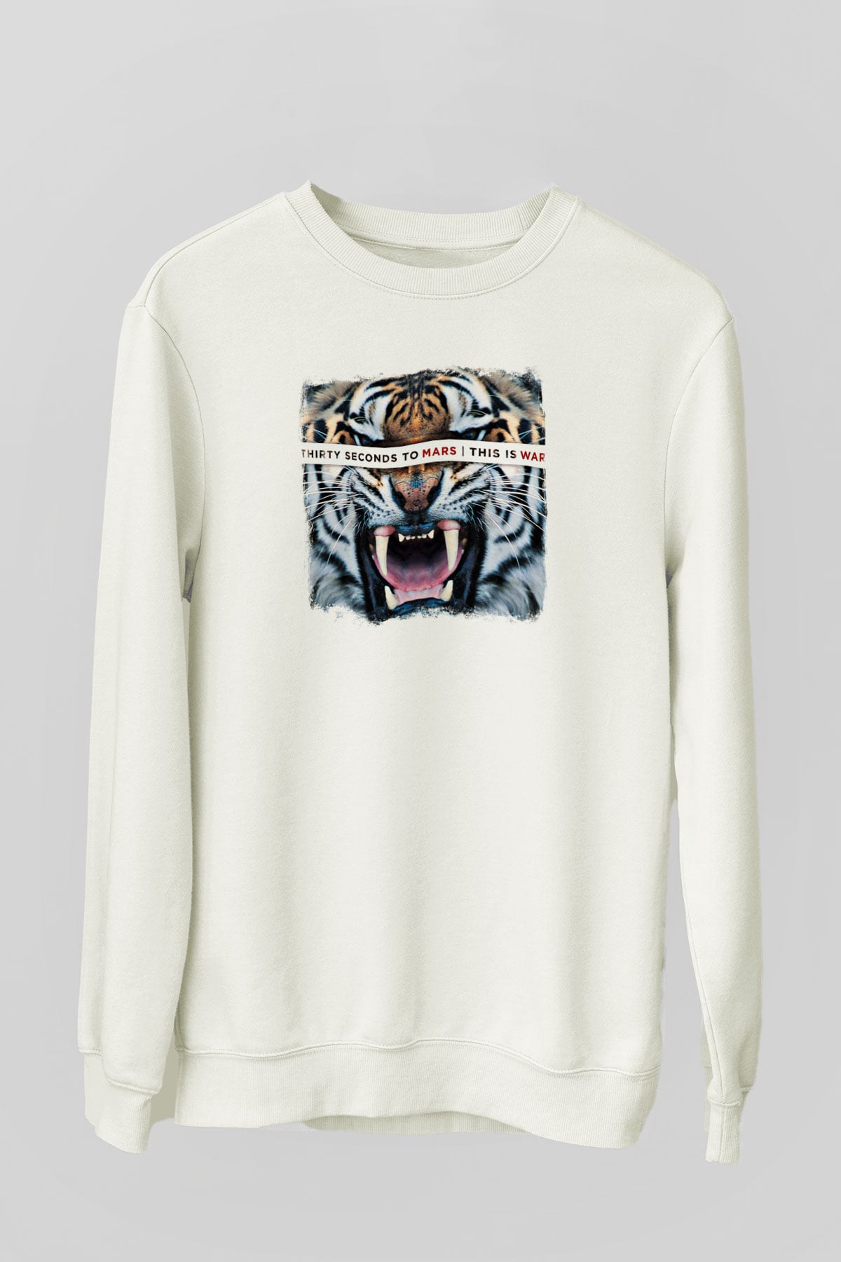30 Seconds To Mars Baskılı Unisex Beyaz Sweatshirt
