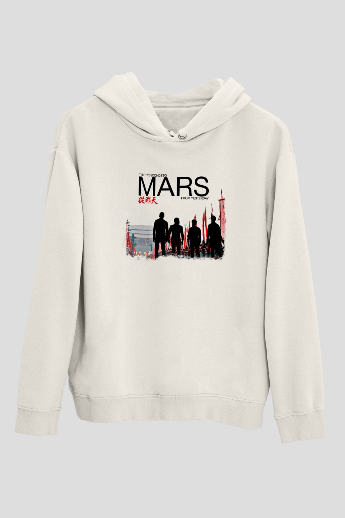 30 Seconds To Mars Baskılı Unisex Beyaz Hoodie