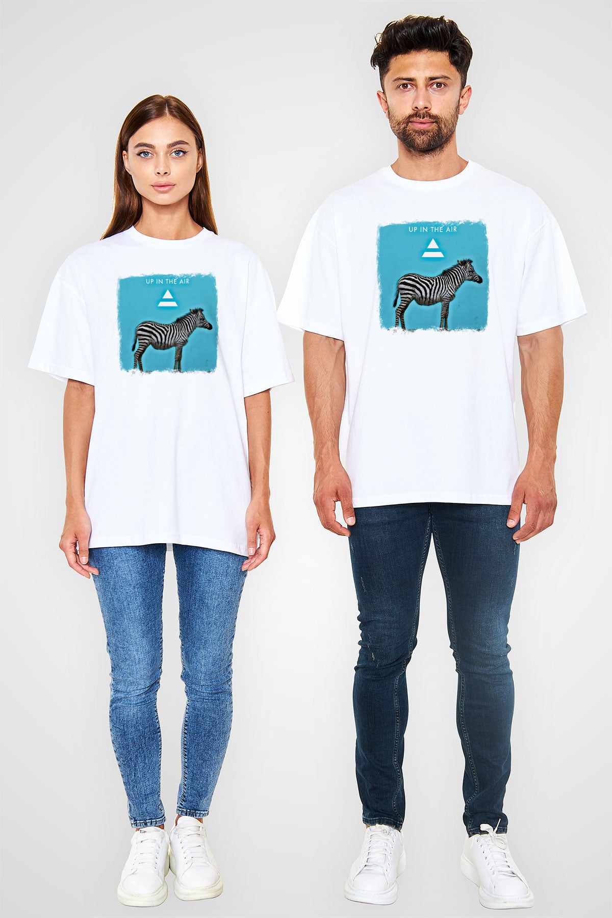 30 Seconds To Mars Baskılı Unisex Beyaz Oversize Tişört