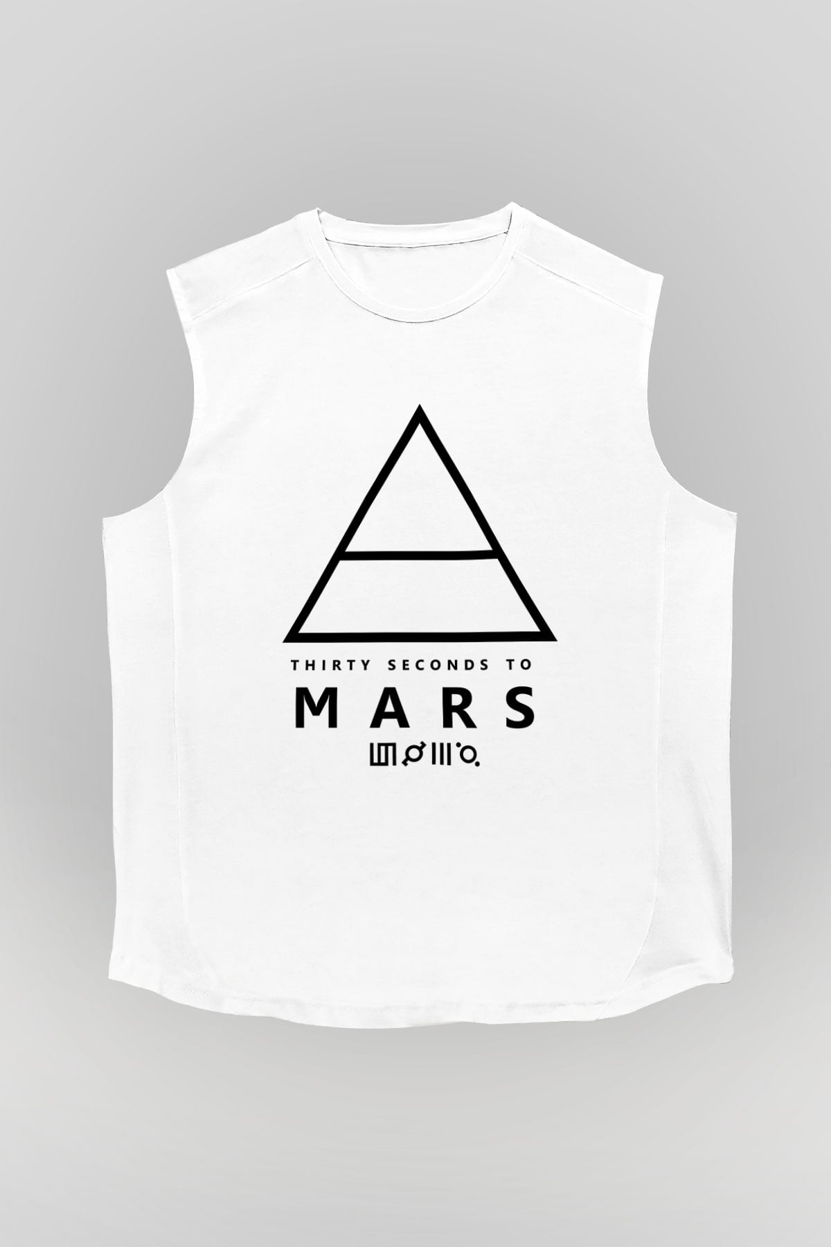 30 Seconds To Mars Baskılı Unisex Beyaz Kolsuz Tişört