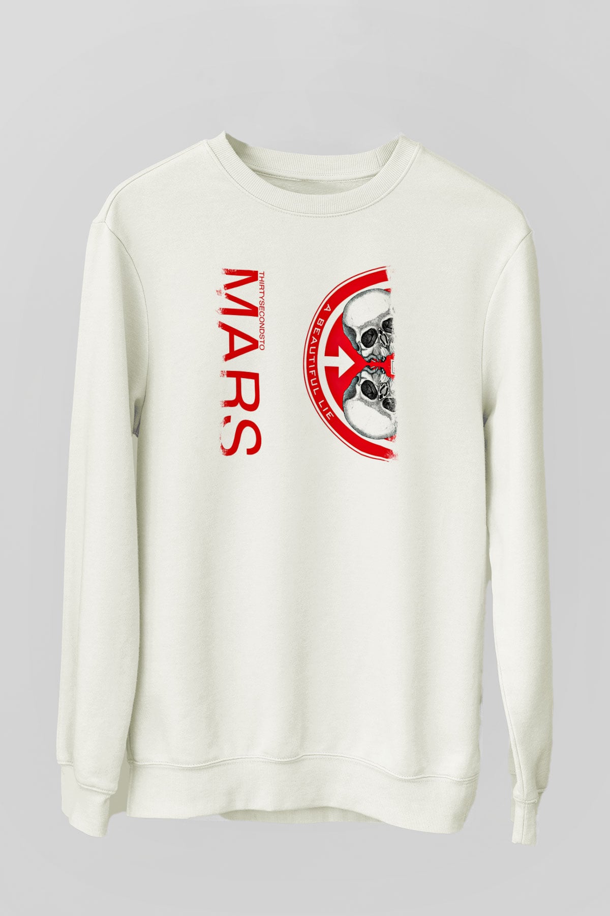 30 Seconds To Mars Baskılı Unisex Beyaz Sweatshirt