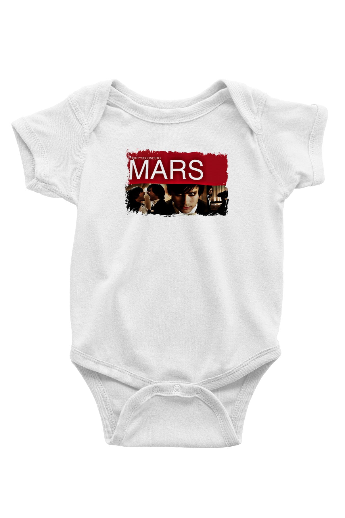 30 Seconds To Mars Baskılı Unisex Beyaz Bebek Body - Zıbın
