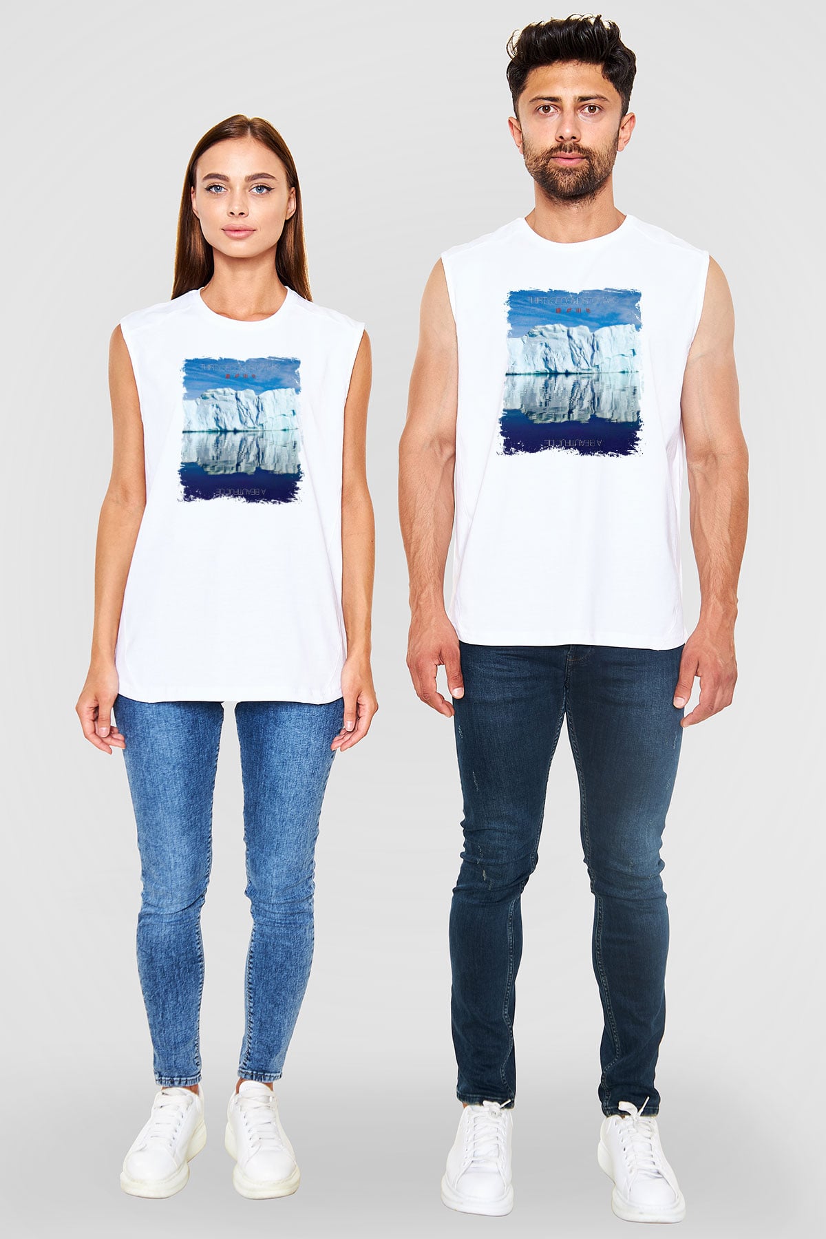 30 Seconds To Mars Baskılı Unisex Beyaz Kolsuz Tişört