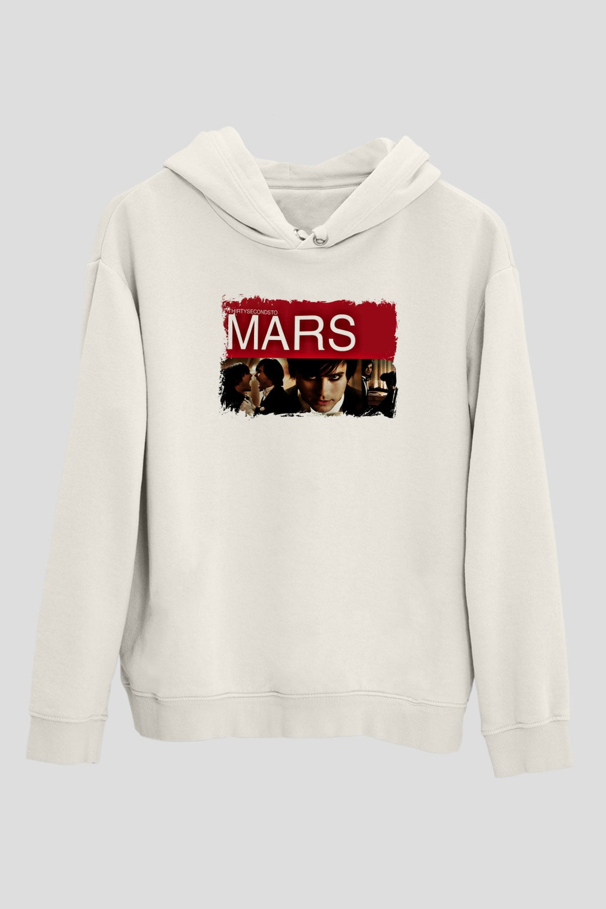 30 Seconds To Mars Baskılı Unisex Beyaz Hoodie
