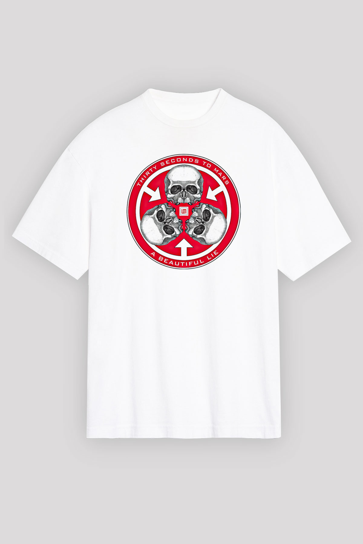 30 Seconds To Mars Baskılı Unisex Beyaz Oversize Tişört