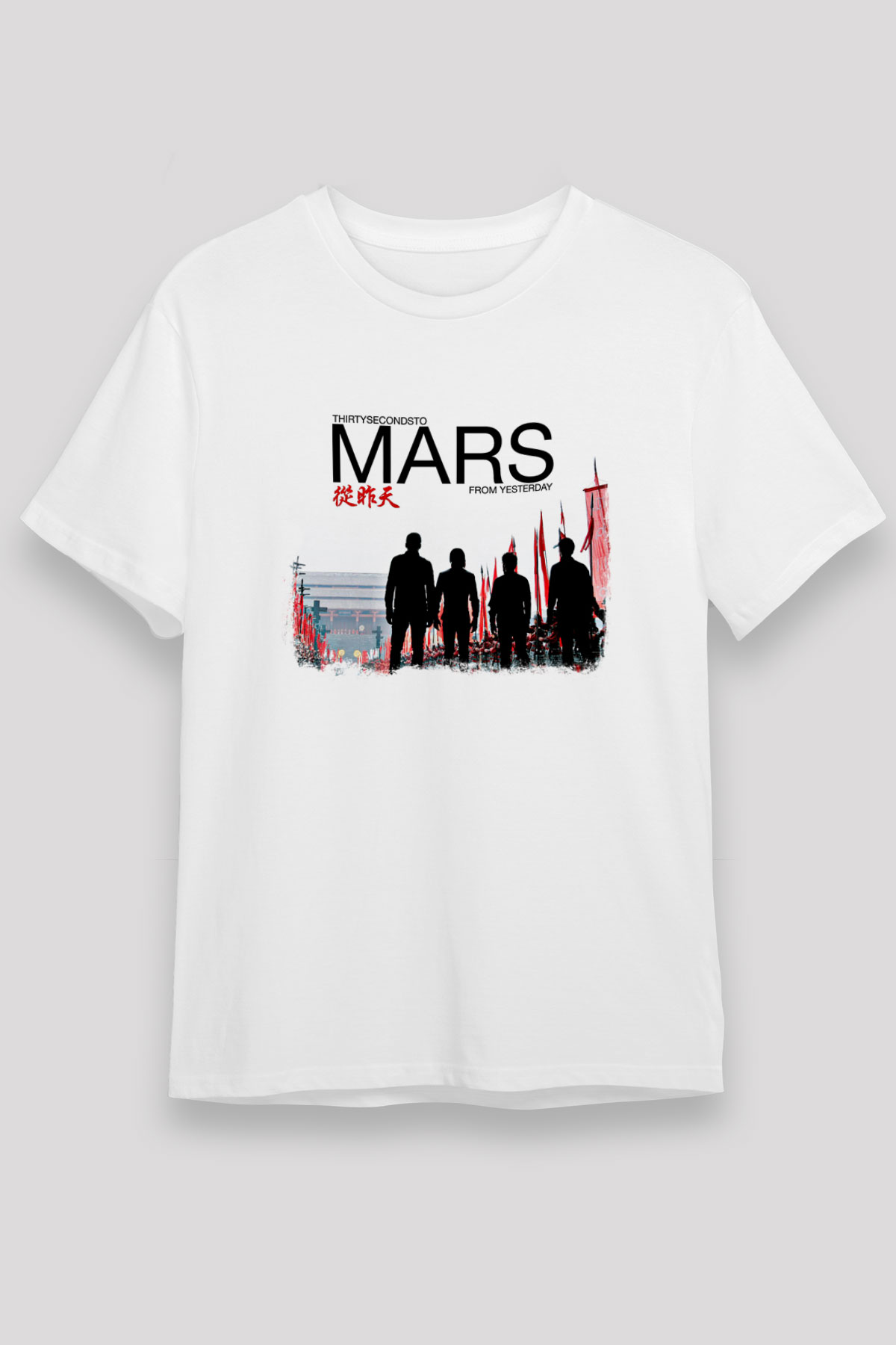 30 Seconds To Mars Baskılı Unisex Beyaz Tişört