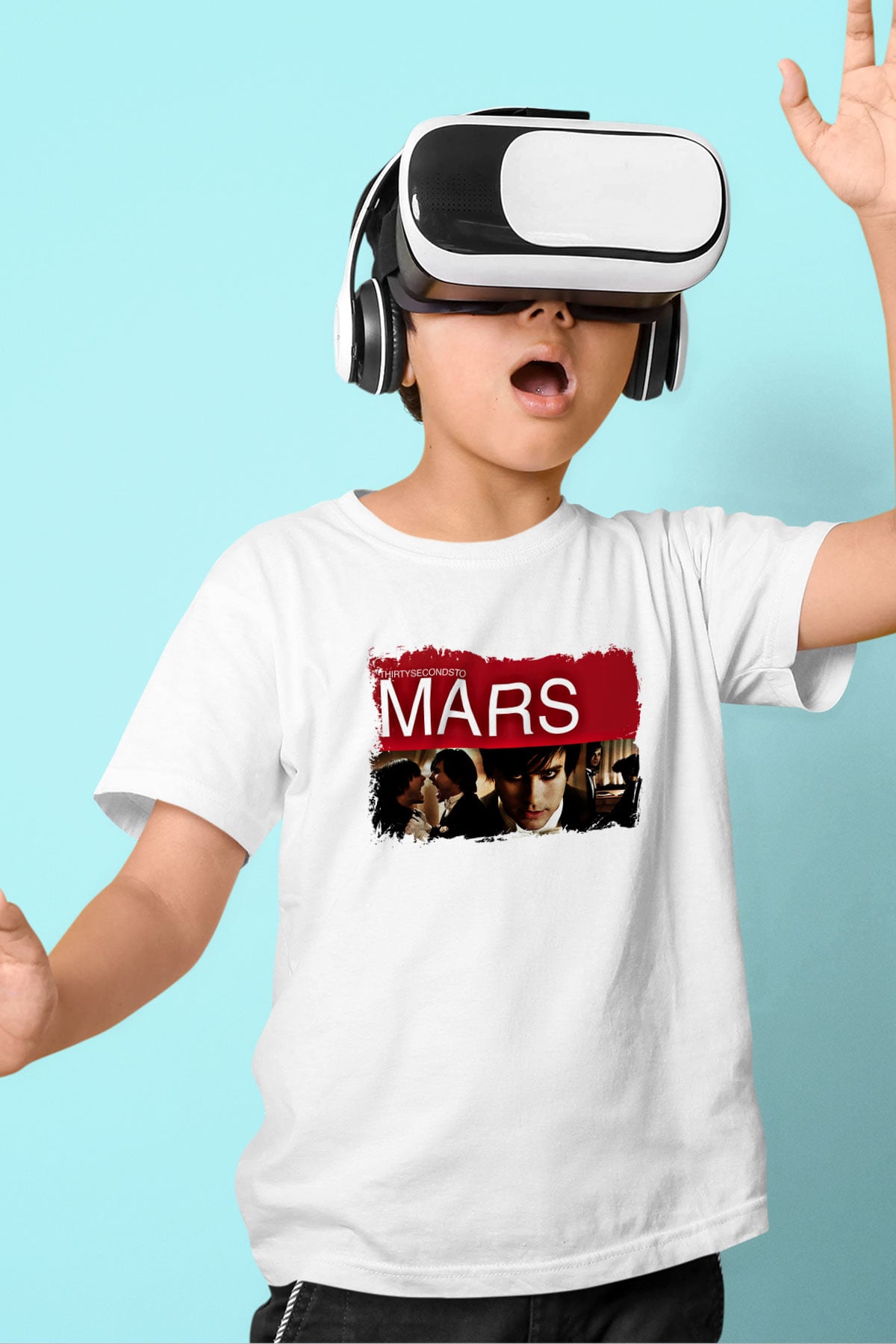 30 Seconds To Mars Baskılı Unisex Beyaz Çocuk Tişört