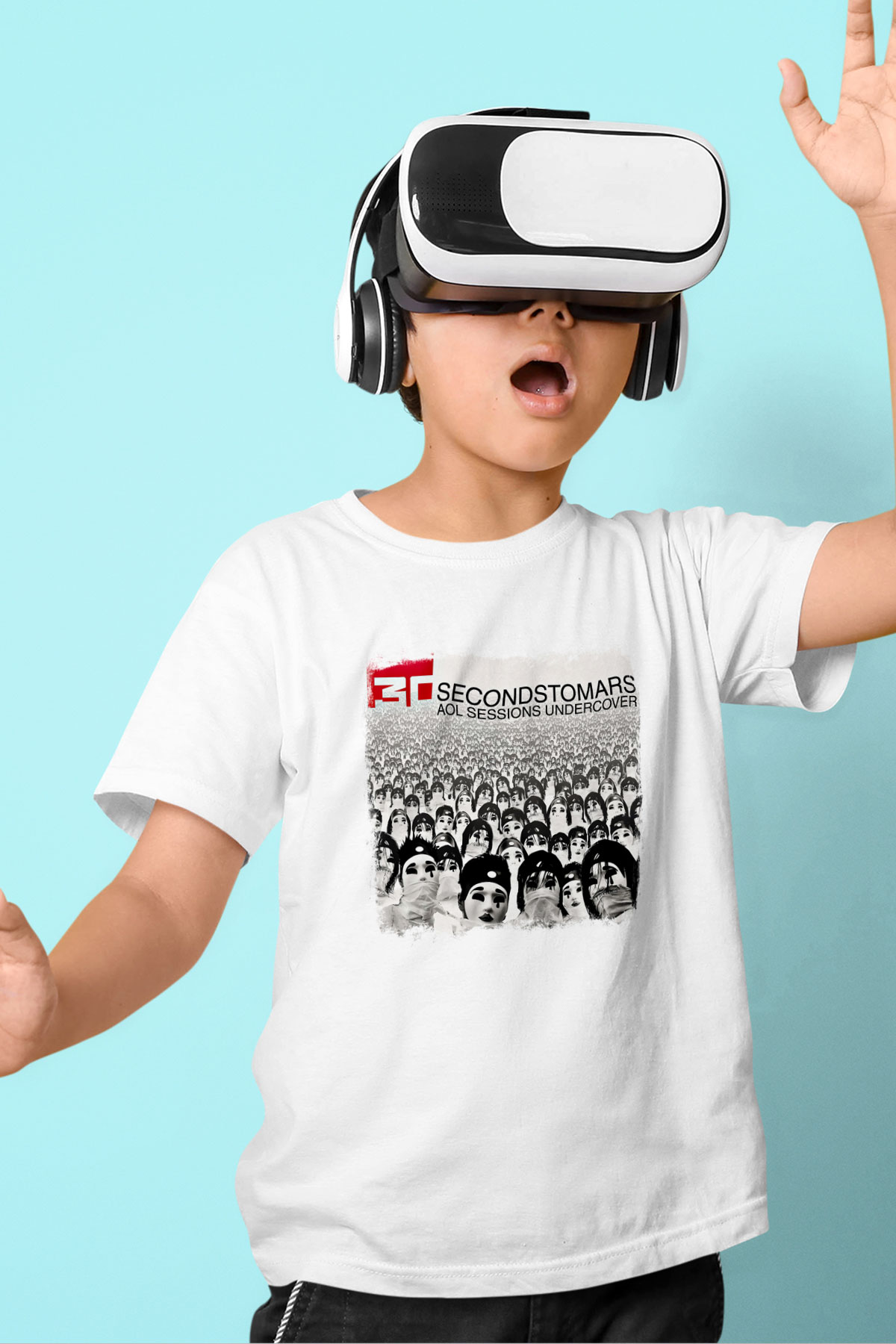 30 Seconds To Mars Baskılı Unisex Beyaz Çocuk Tişört