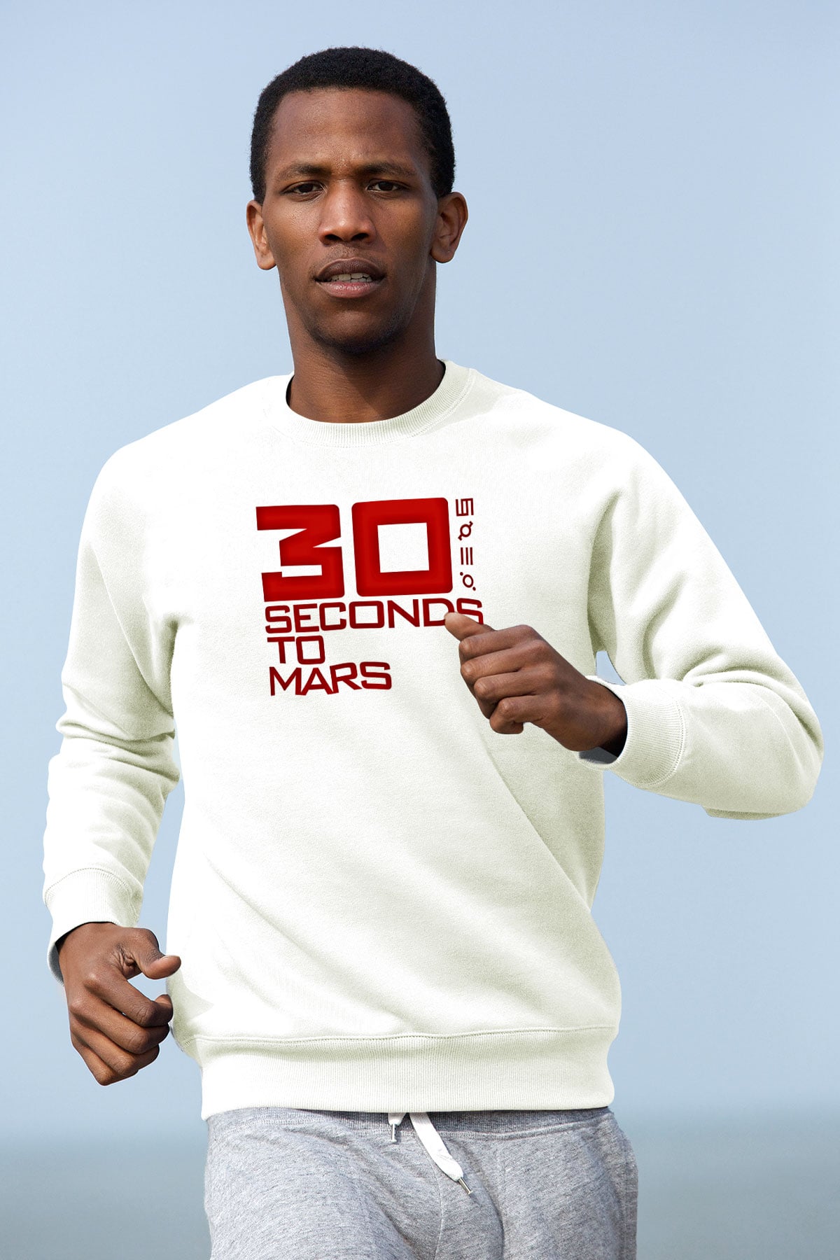 30 Seconds To Mars Baskılı Unisex Beyaz Sweatshirt
