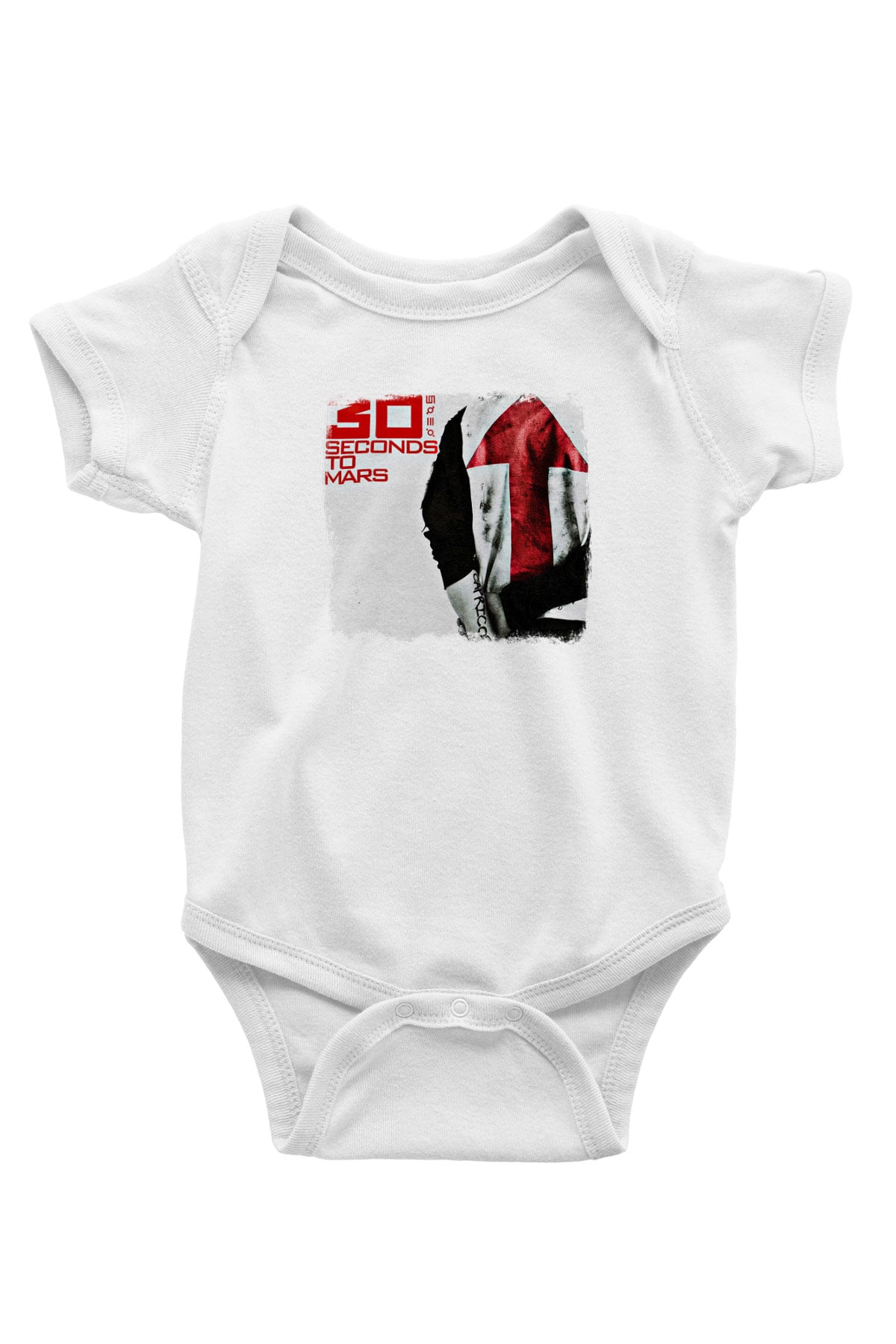 30 Seconds To Mars Baskılı Unisex Beyaz Bebek Body - Zıbın
