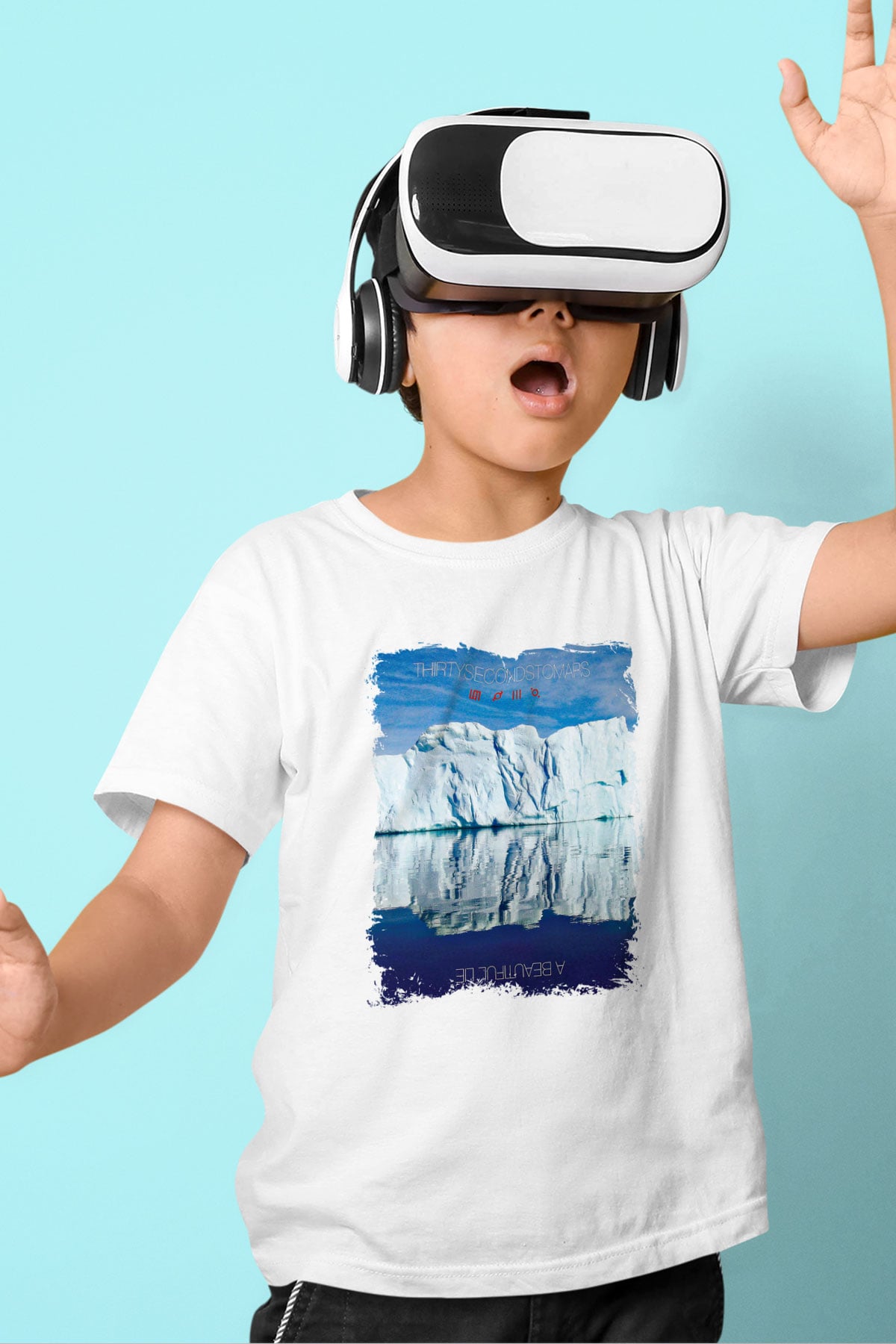 30 Seconds To Mars Baskılı Unisex Beyaz Çocuk Tişört