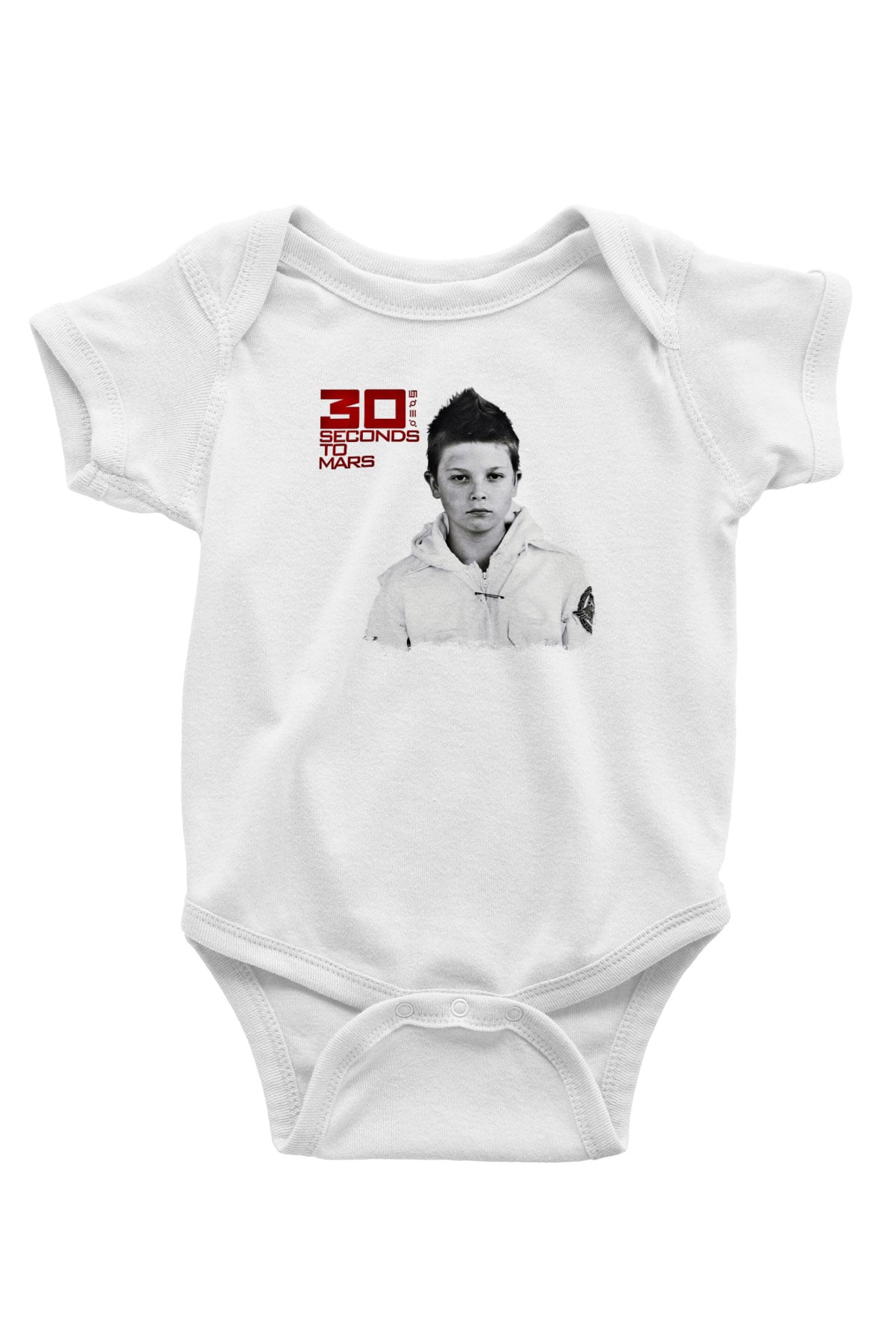 30 Seconds To Mars Baskılı Unisex Beyaz Bebek Body - Zıbın