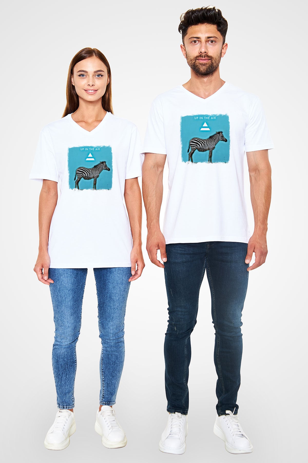 30 Seconds To Mars Baskılı Unisex Beyaz V Yaka Tişört