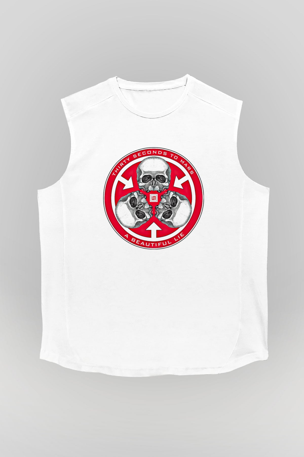 30 Seconds To Mars Baskılı Unisex Beyaz Kolsuz Tişört