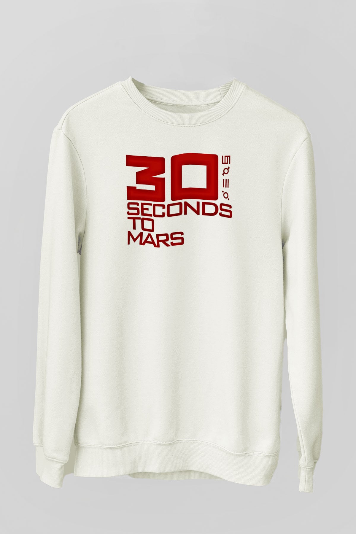 30 Seconds To Mars Baskılı Unisex Beyaz Sweatshirt