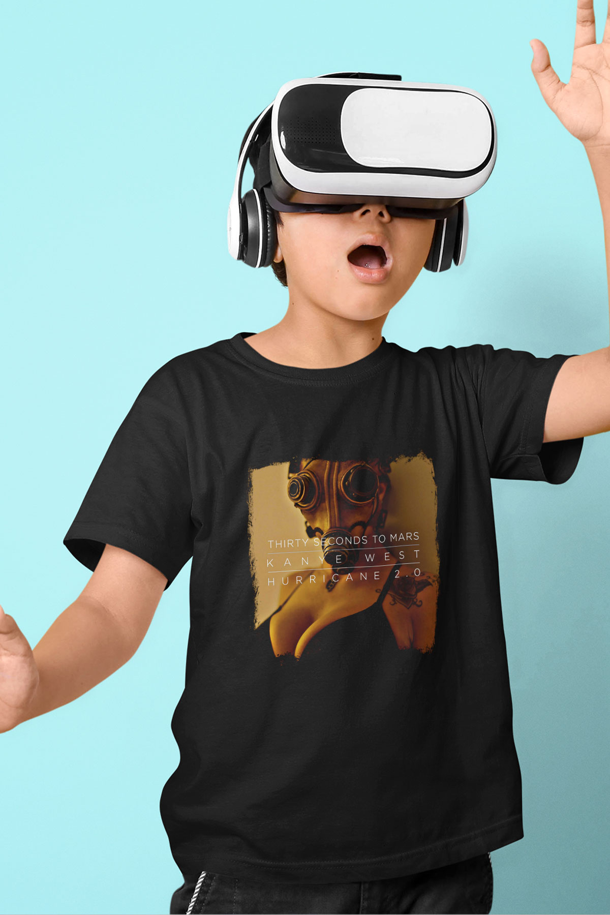 30 Seconds To Mars Baskılı Unisex Siyah Çocuk Tişört