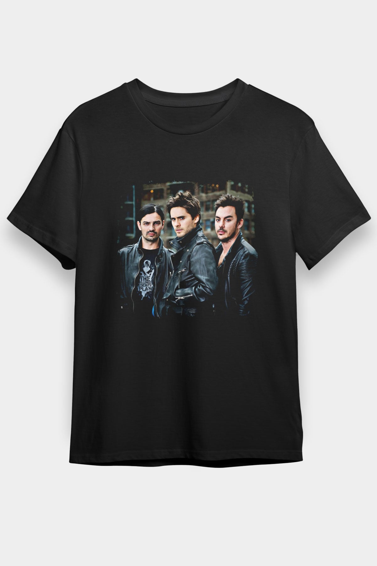 30 Seconds To Mars Baskılı Unisex Siyah Tişört