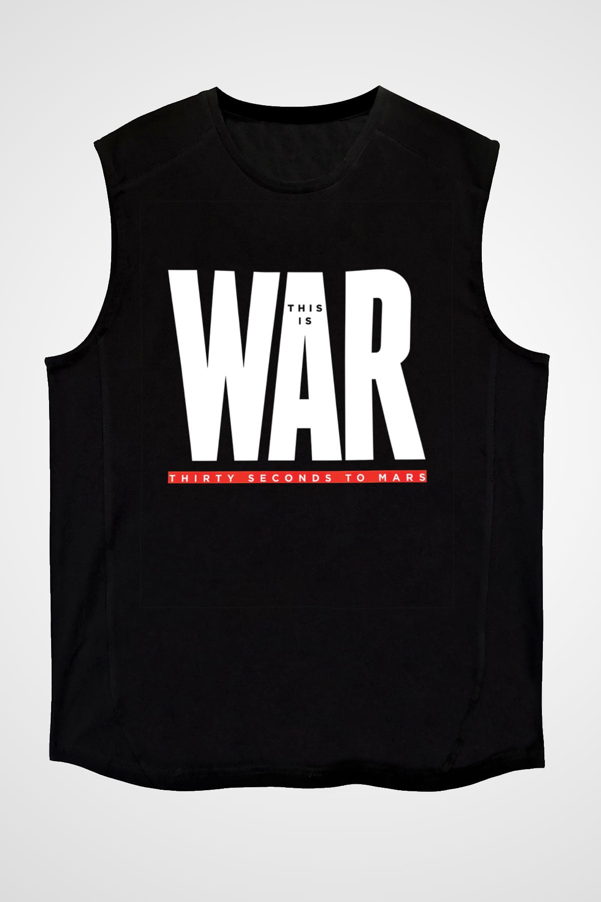 30 Seconds To Mars Baskılı Unisex Siyah Kolsuz Tişört