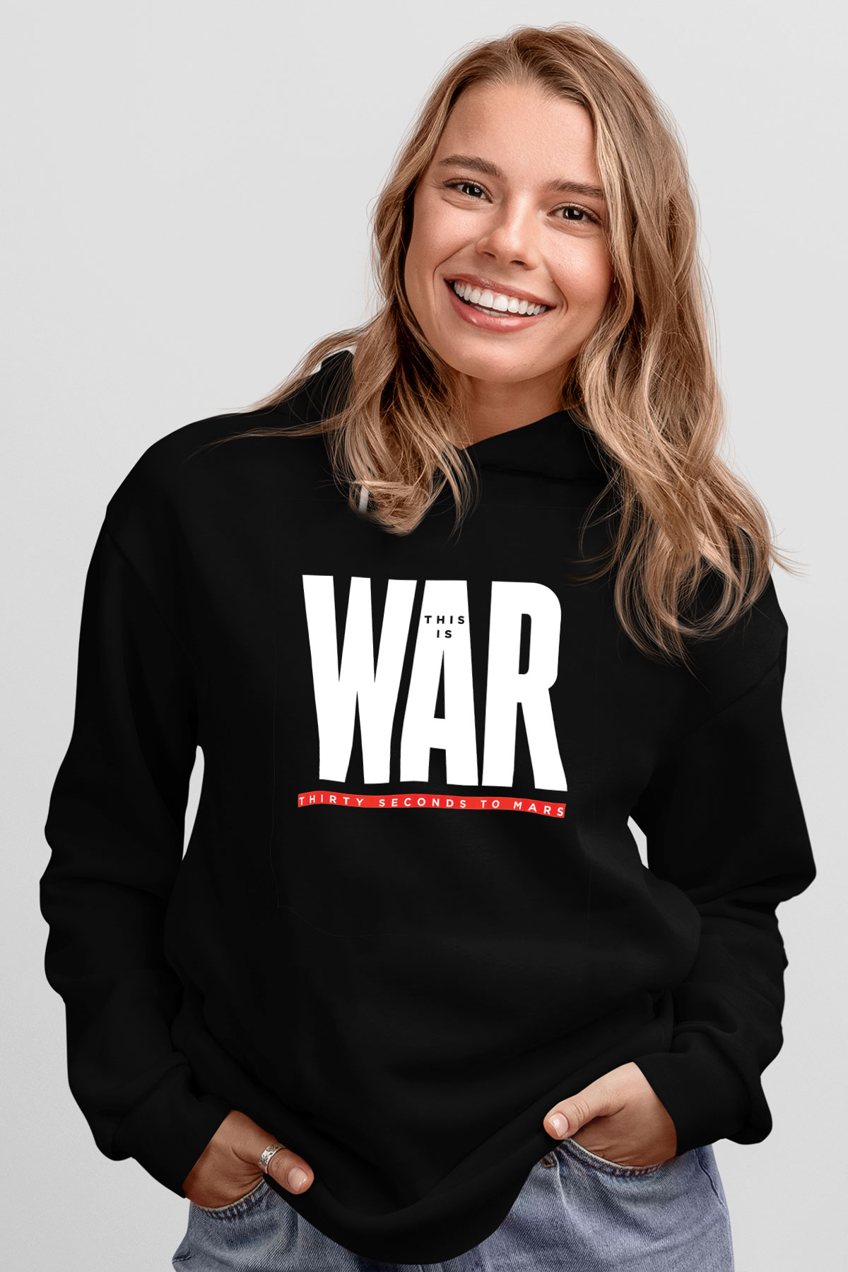 30 Seconds To Mars Baskılı Unisex Siyah Hoodie