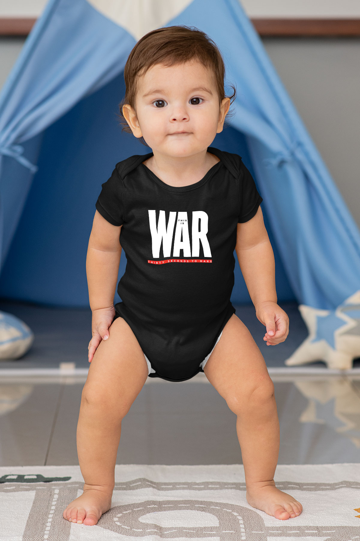 30 Seconds To Mars Baskılı Unisex Siyah Bebek Body - Zıbın