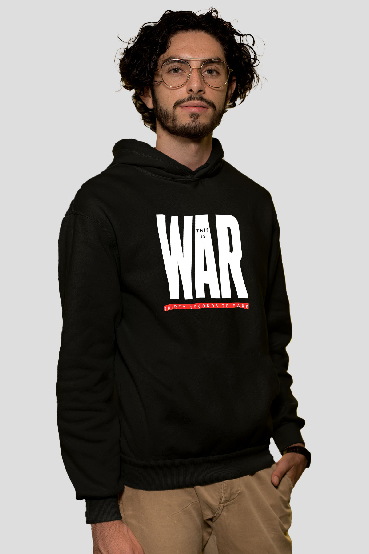 30 Seconds To Mars Baskılı Unisex Siyah Hoodie