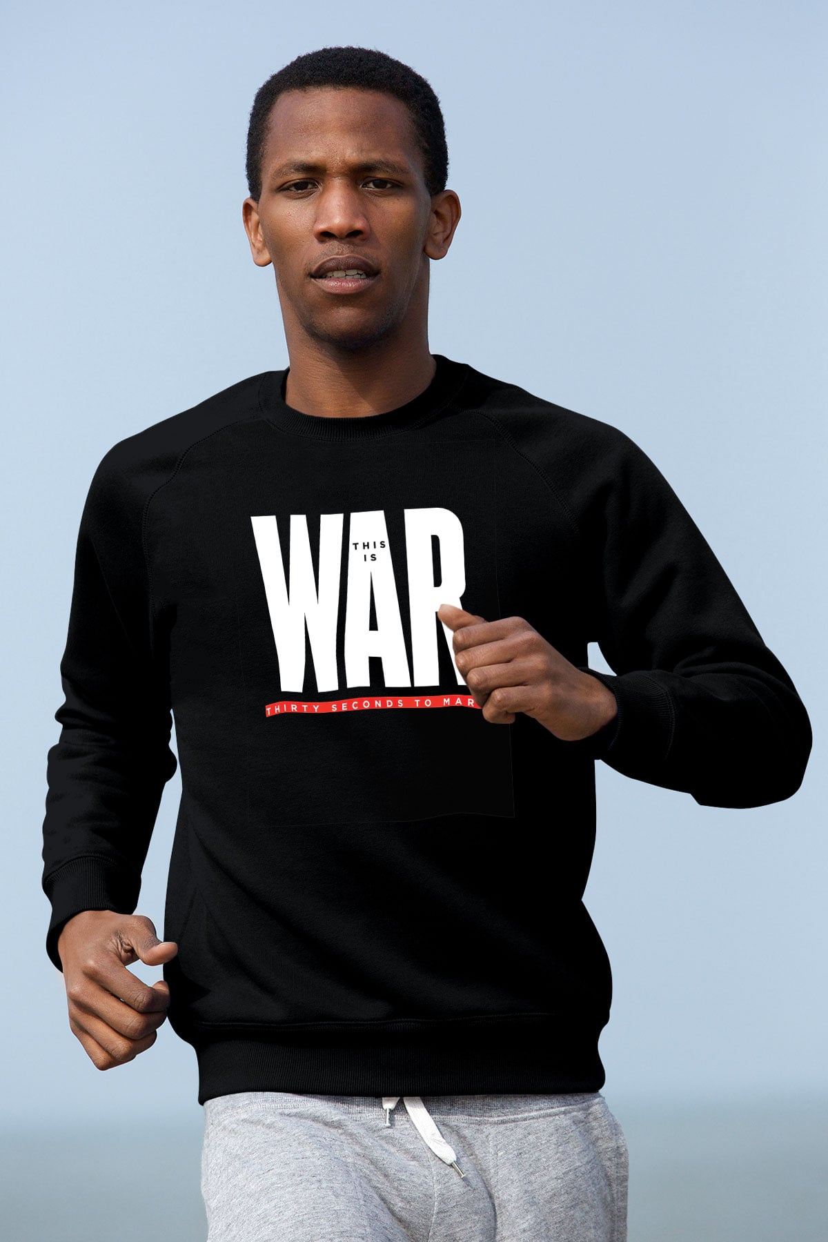 30 Seconds To Mars Baskılı Unisex Siyah Sweatshirt