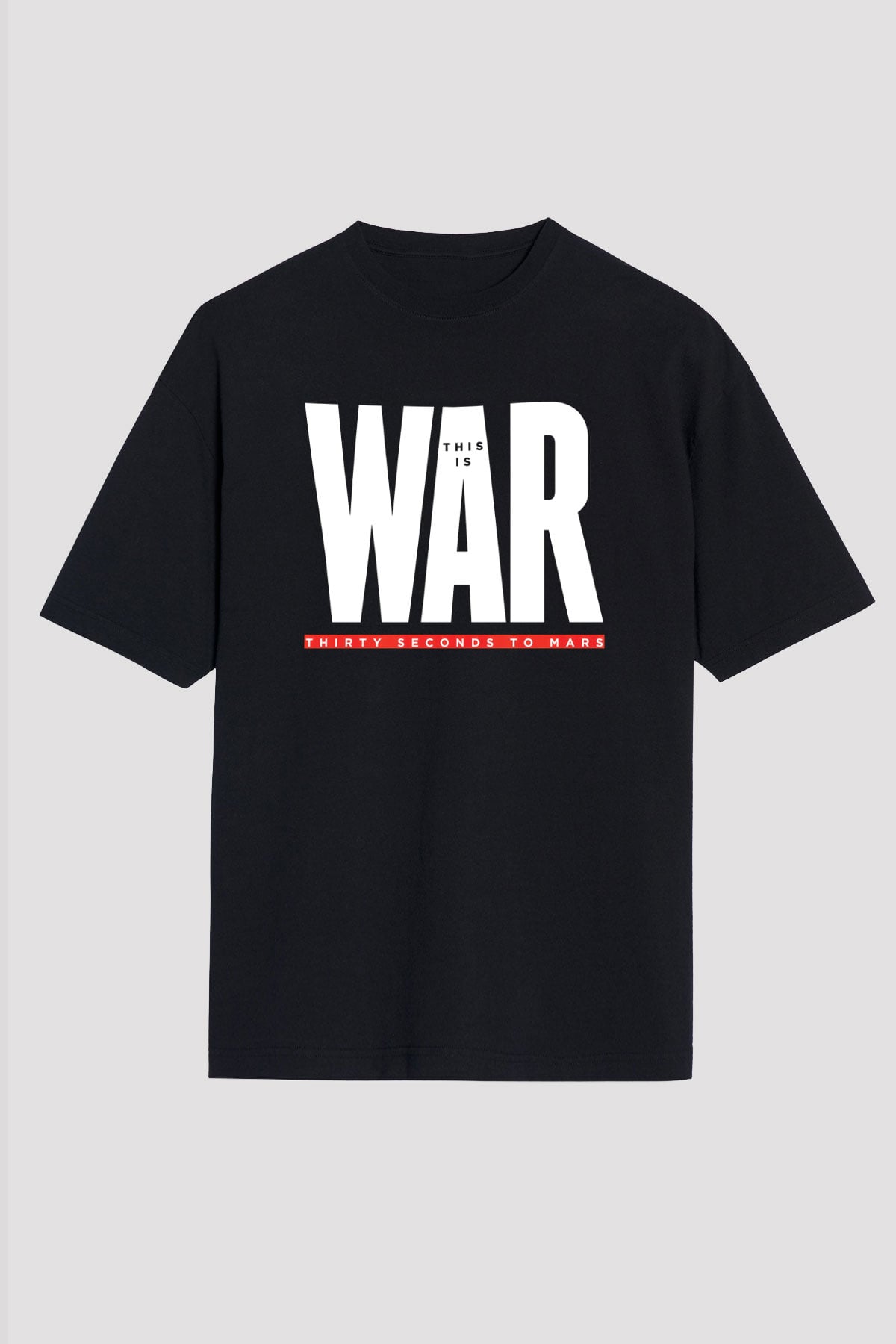 30 Seconds To Mars Baskılı Unisex Siyah Oversize Tişört