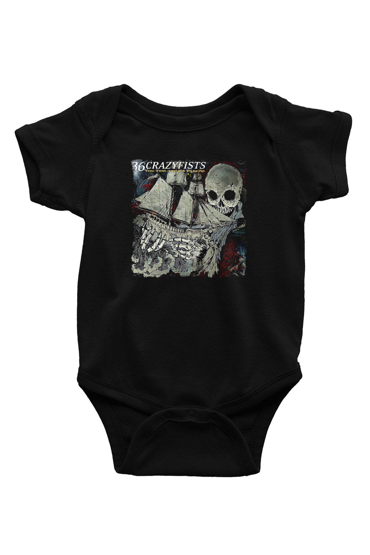 36 Crazyfists Baskılı Unisex Siyah Bebek Body - Zıbın