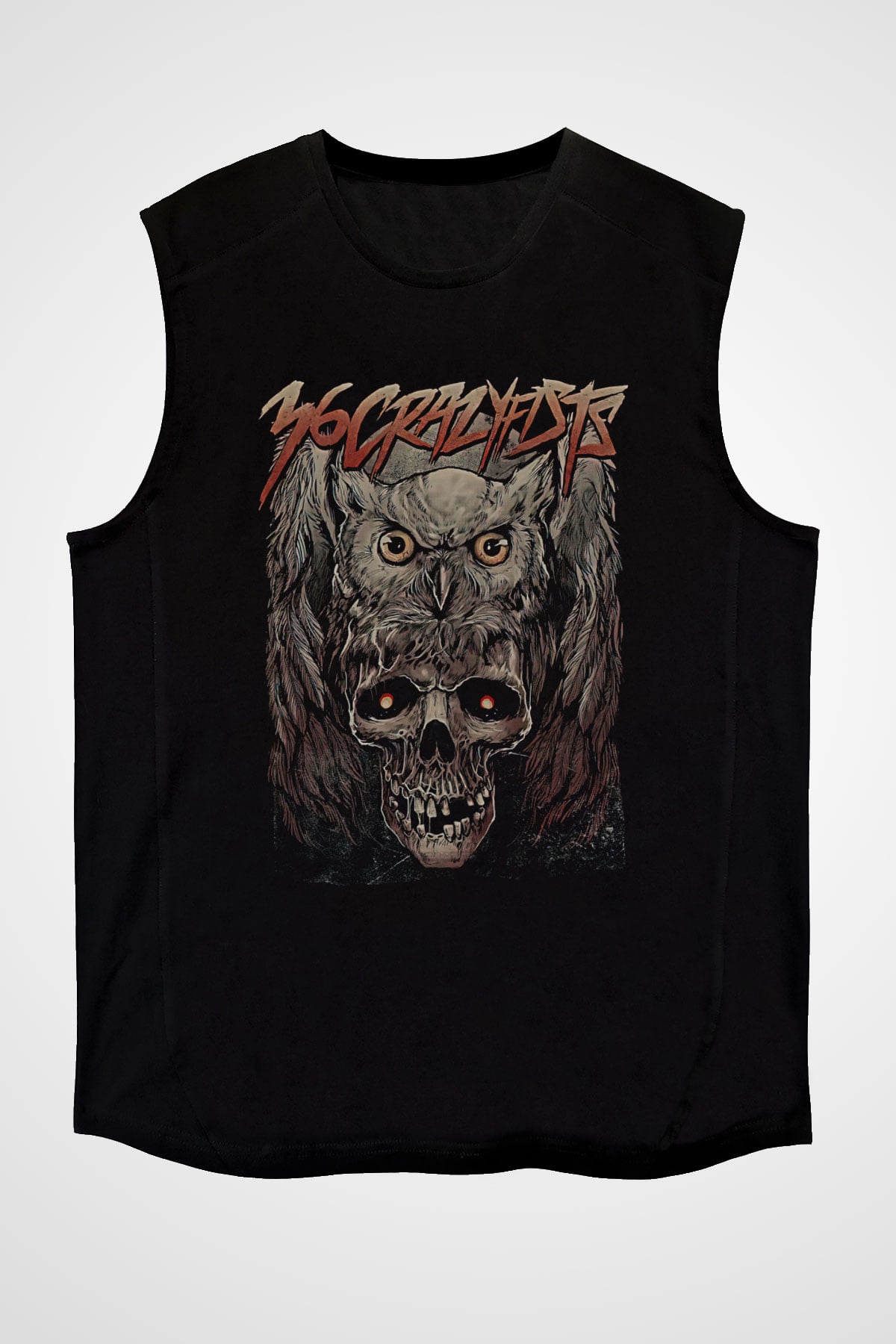 36 Crazyfists Baskılı Unisex Siyah Kolsuz Tişört - Tshirt