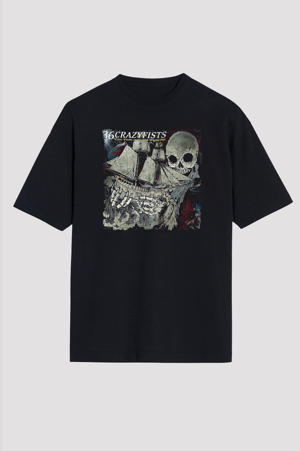 36 Crazyfists Baskılı Unisex Siyah Oversize Tişört - Tshirt