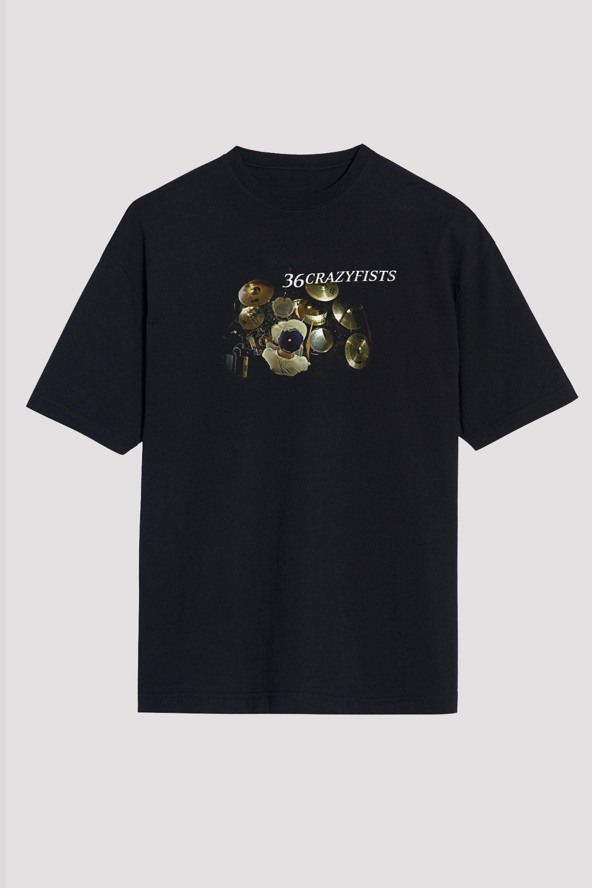 36 Crazyfists Baskılı Unisex Siyah Oversize Tişört - Tshirt