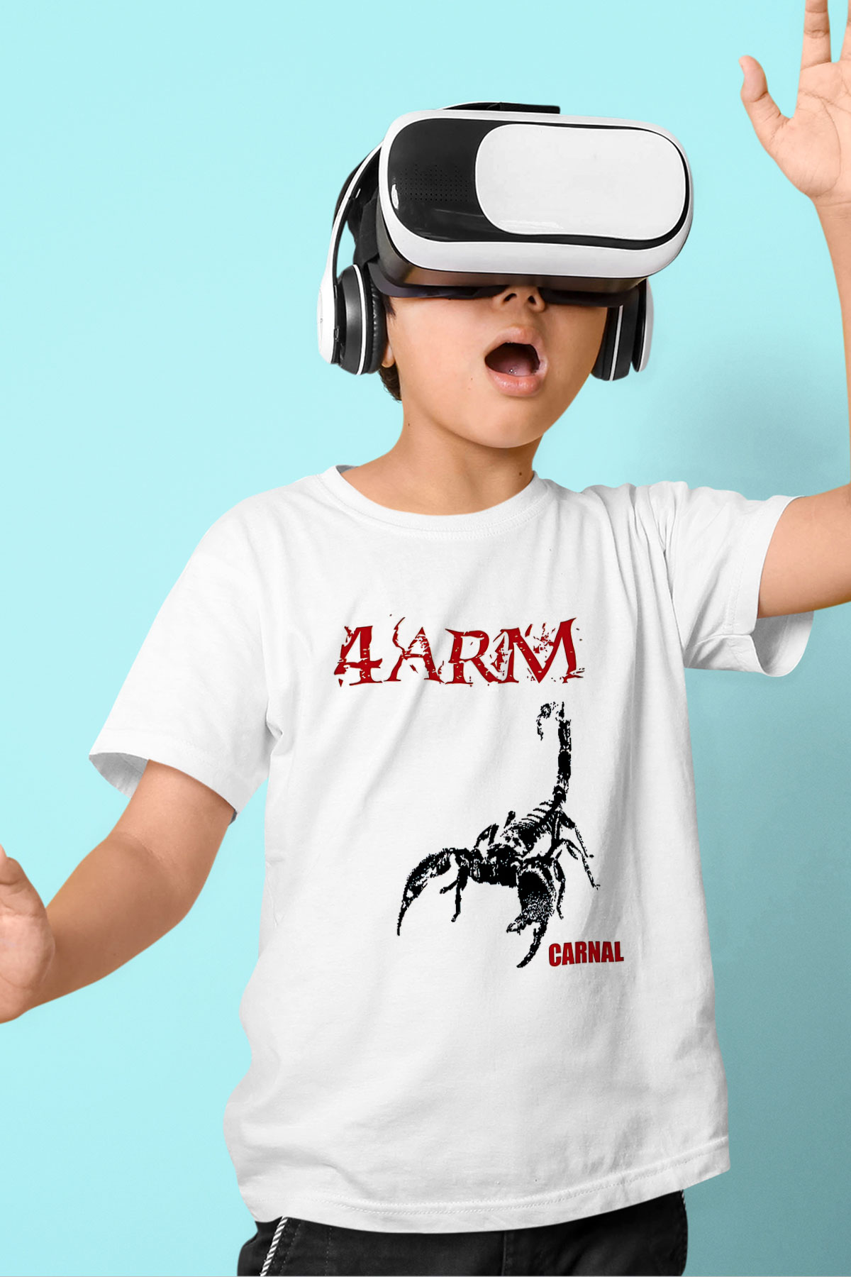 4arm Baskılı Beyaz Unisex Beyaz Çocuk Tişört - Tshirt