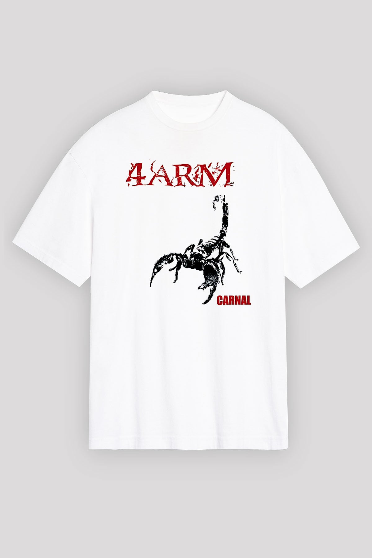 4arm Baskılı Beyaz Unisex Oversize Tişört - Tshirt