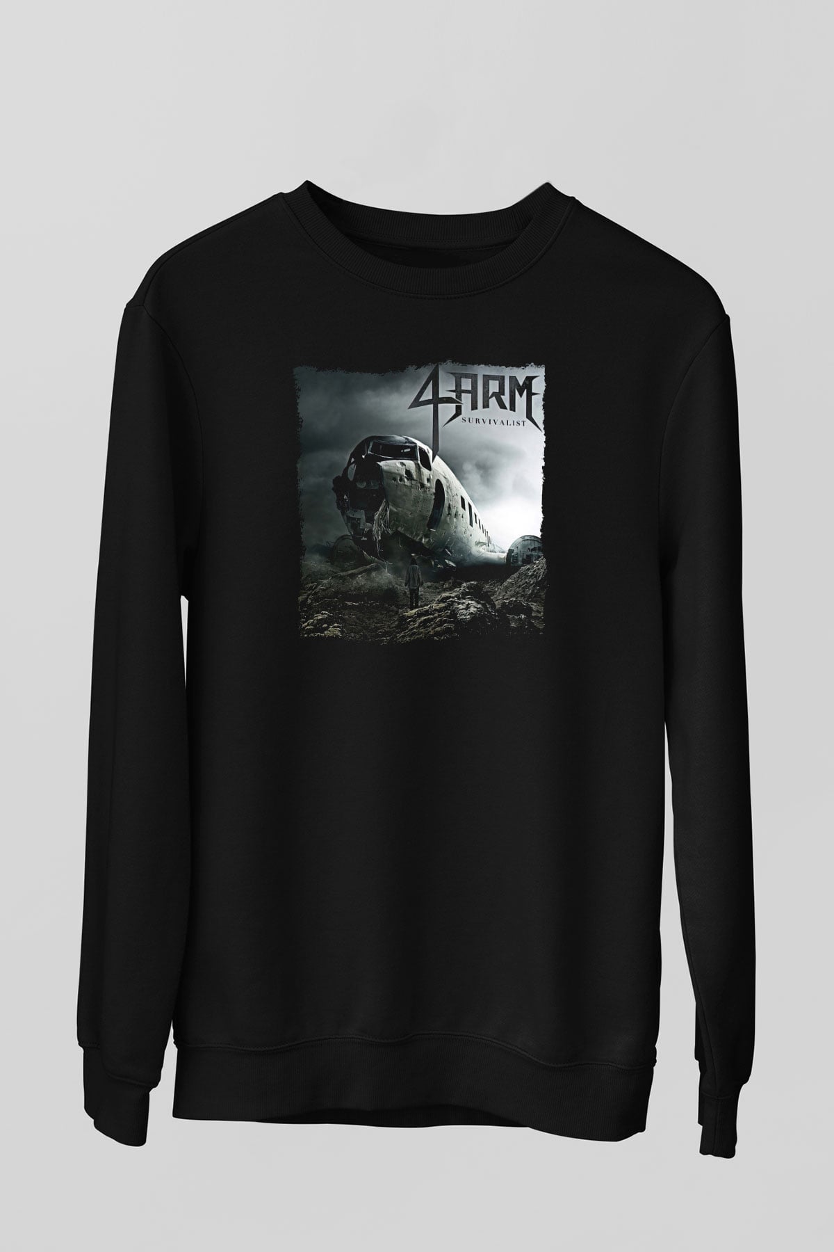 4arm Baskılı Unisex Siyah Sweatshirt