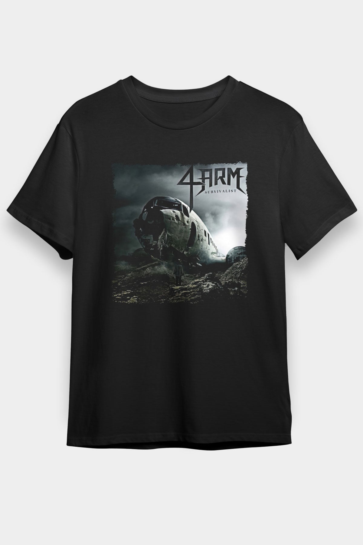 4arm Baskılı Unisex Siyah Tişört - Tshirt