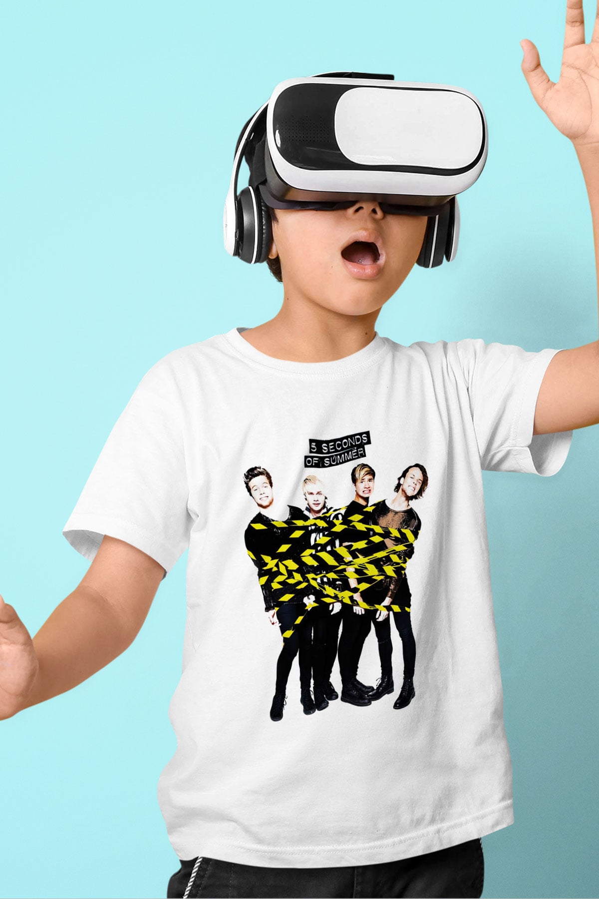 5 Seconds Of Summer Baskılı Beyaz Unisex Çocuk Tişört