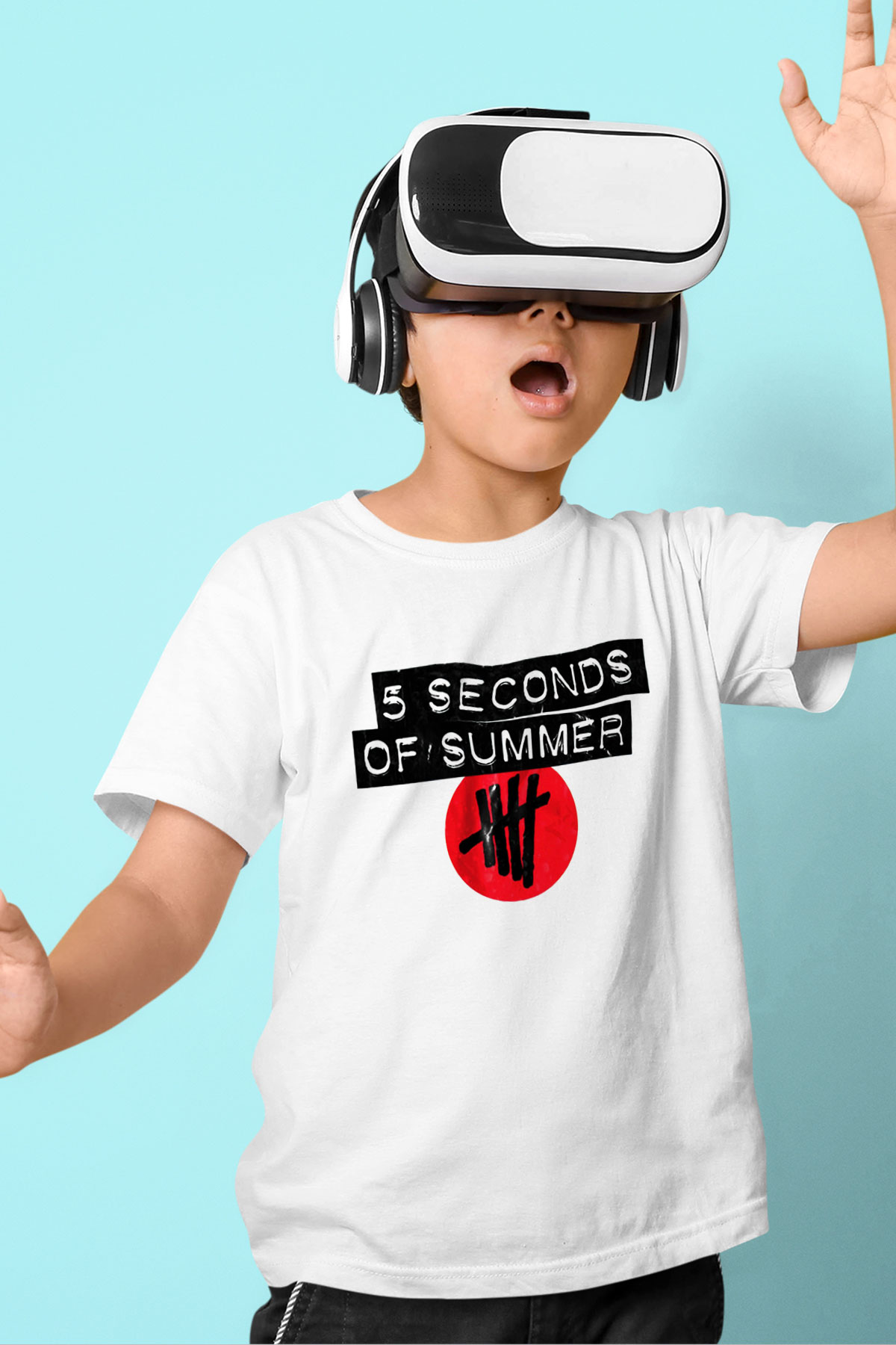5 Seconds Of Summer Baskılı Beyaz Unisex Çocuk Tişört