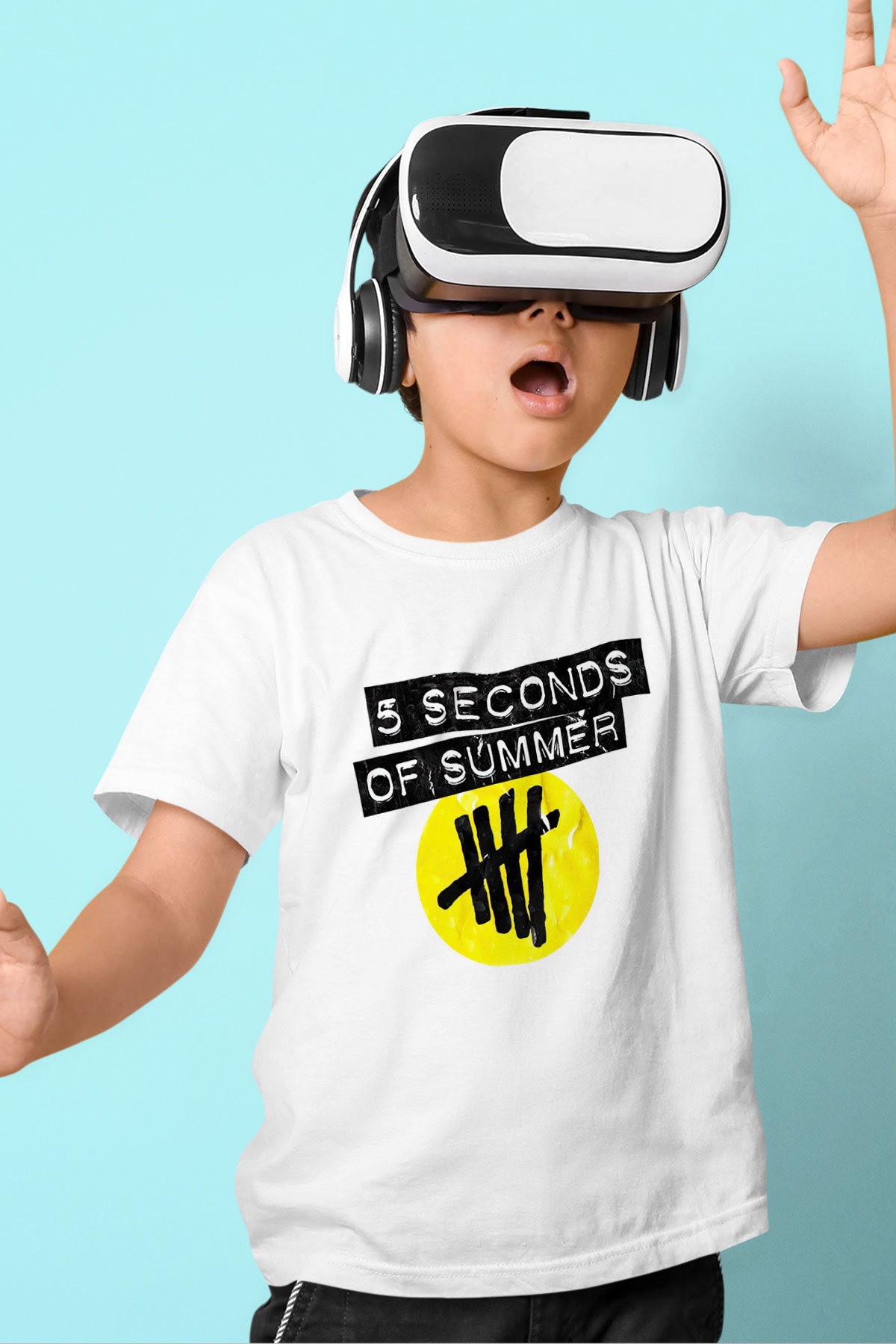 5 Seconds Of Summer Baskılı Beyaz Unisex Çocuk Tişört
